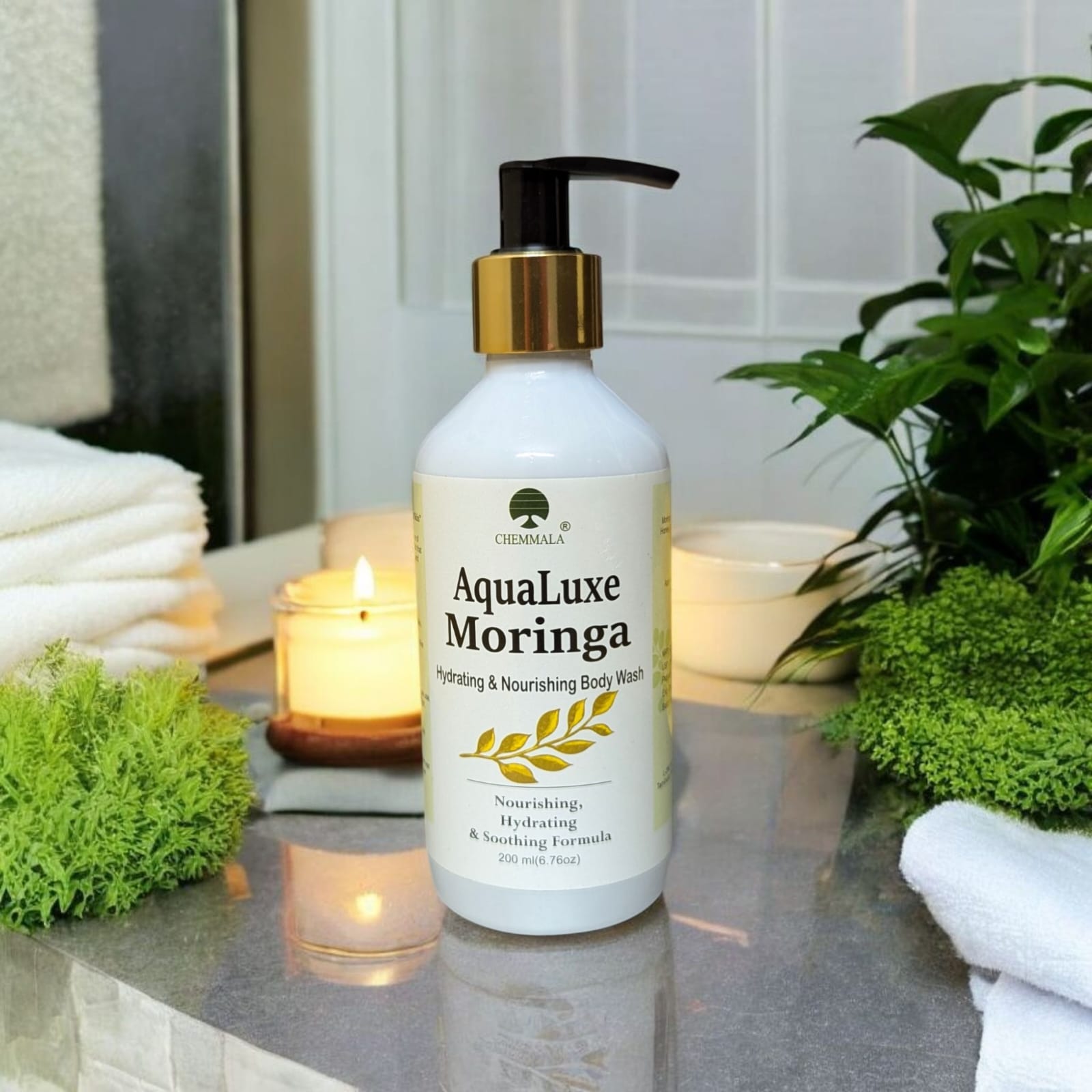 AquaLuxe Moringa Body & Face Wash – Hydrating & Nourishing Herbal Cleanser for Soft, Healthy Skin