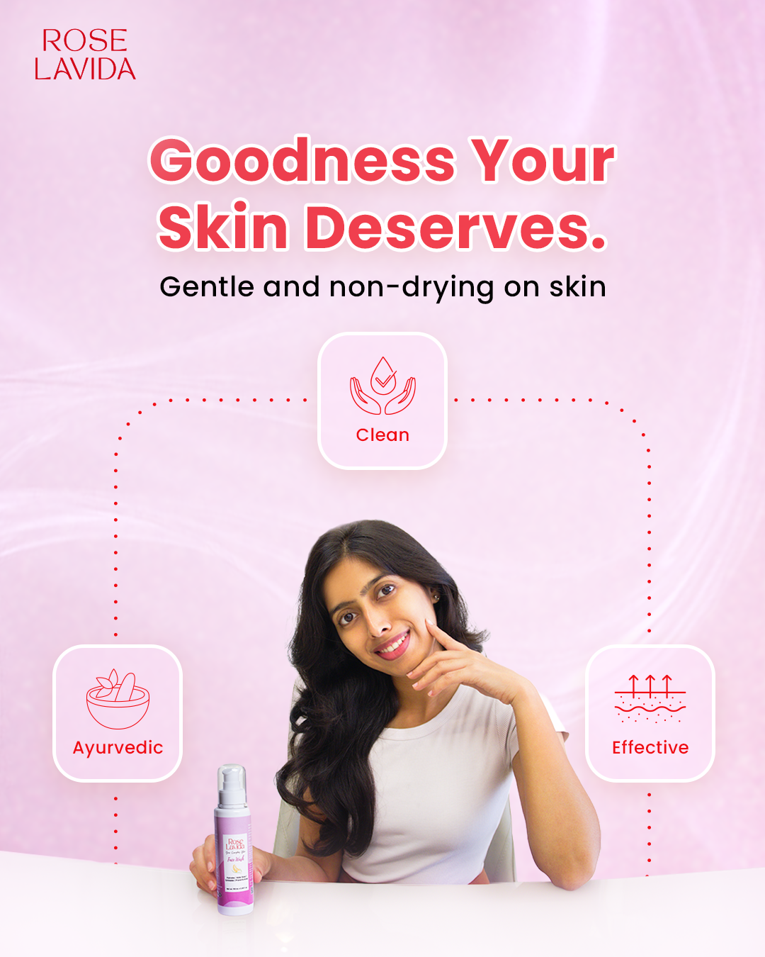 Rose Lavida Ayurvedic Rice Aloe Radiance Cleanser + Natural Glow Vitamin C Face Moisturizer | With 8 Plant Herbs | Gentle Non-drying Cleanser, Deeply Hydrating Moisturizer | Nature's Glow Combo | For All Skin Types