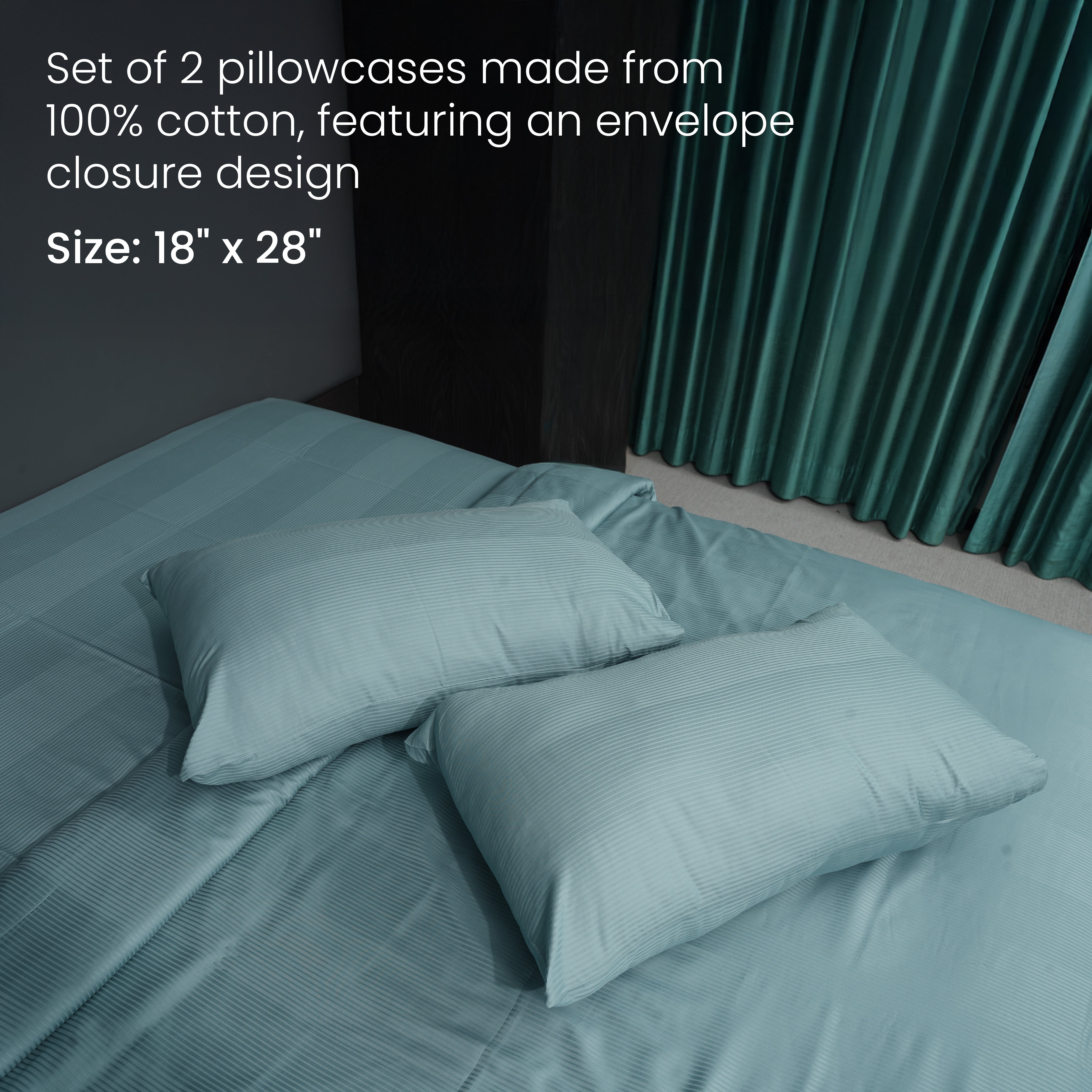 Smoke Blue, 300TC, Stripes Bedsheet Set