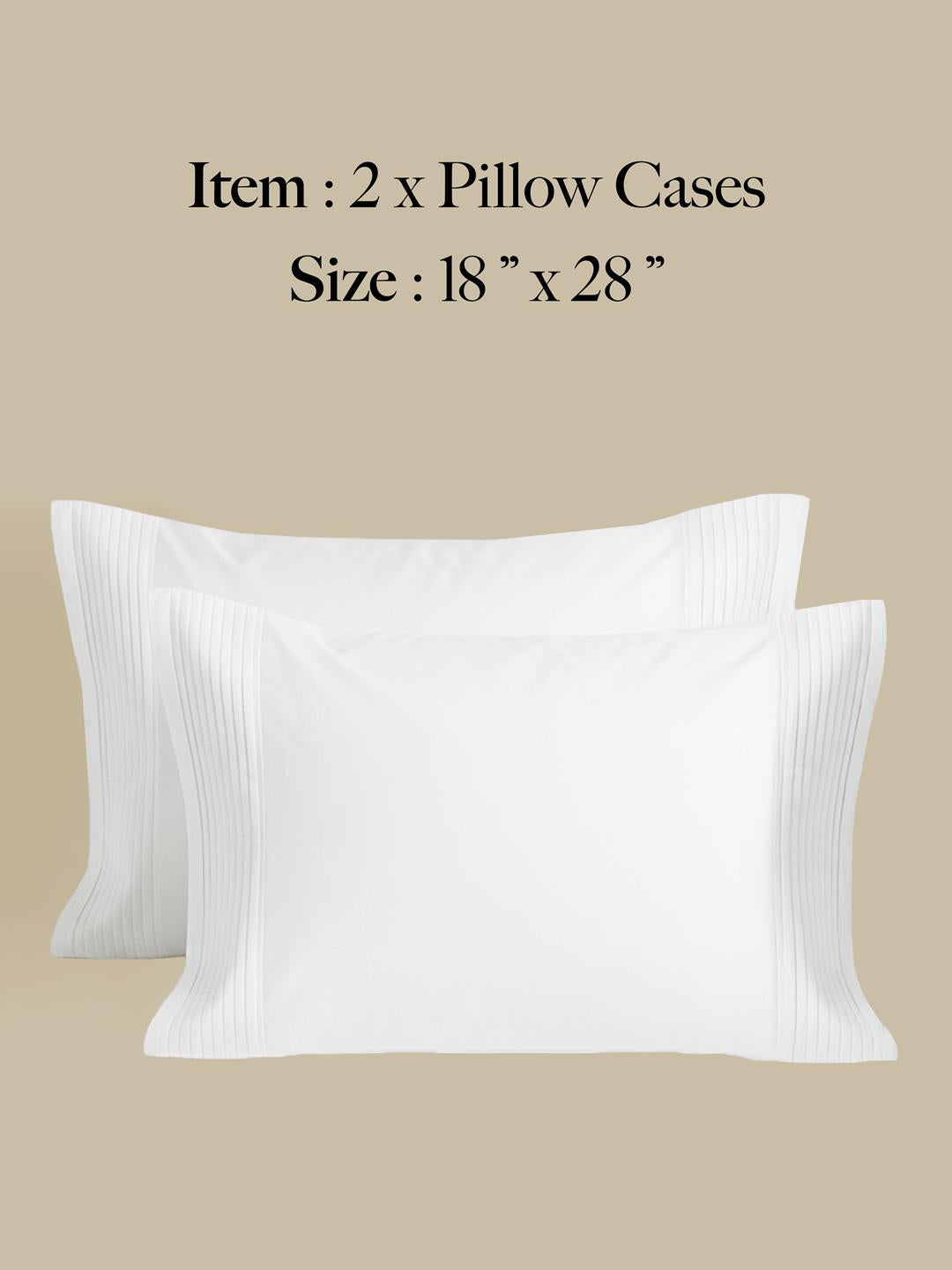 Pintuck on White Percale, 300 TC Bedsheet Set