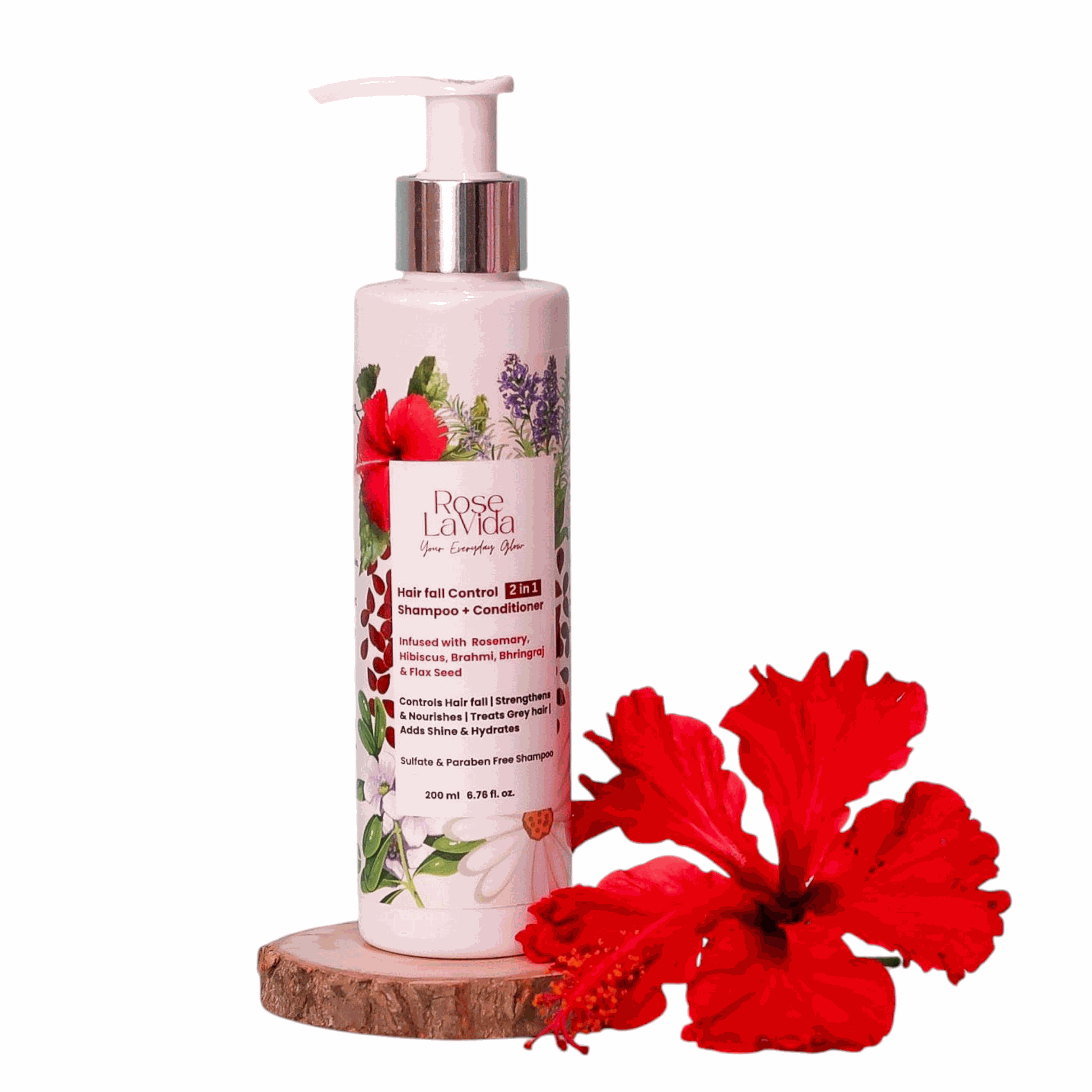 Rose Lavida Ayurvedic Rosemary Strength & Shine 2-in-1 Shampoo + Conditioner For Hairfall Control | With 5 Plant Herbs | For All Hair Types