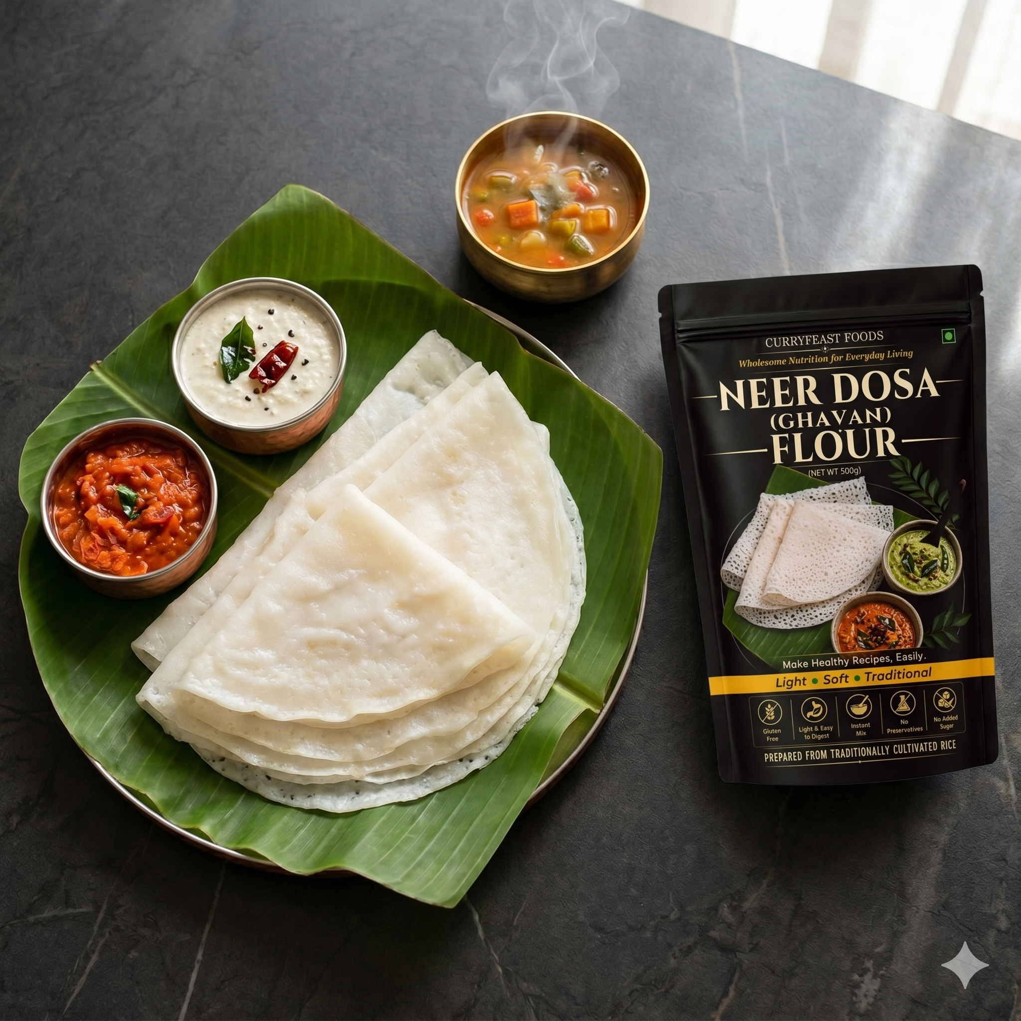 CURRYFAEST Neer Dosa / Ghavan Flour / Instant Mix / 500g