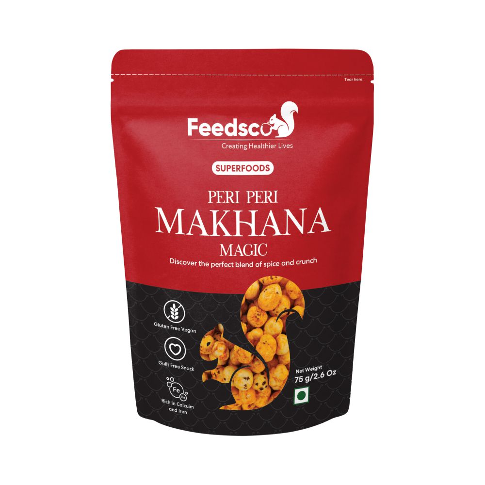 Feedsco Peri Peri Makhana Magic Peri Peri Makhana | Healthy Snacks 75 Gms (Pack of 2)