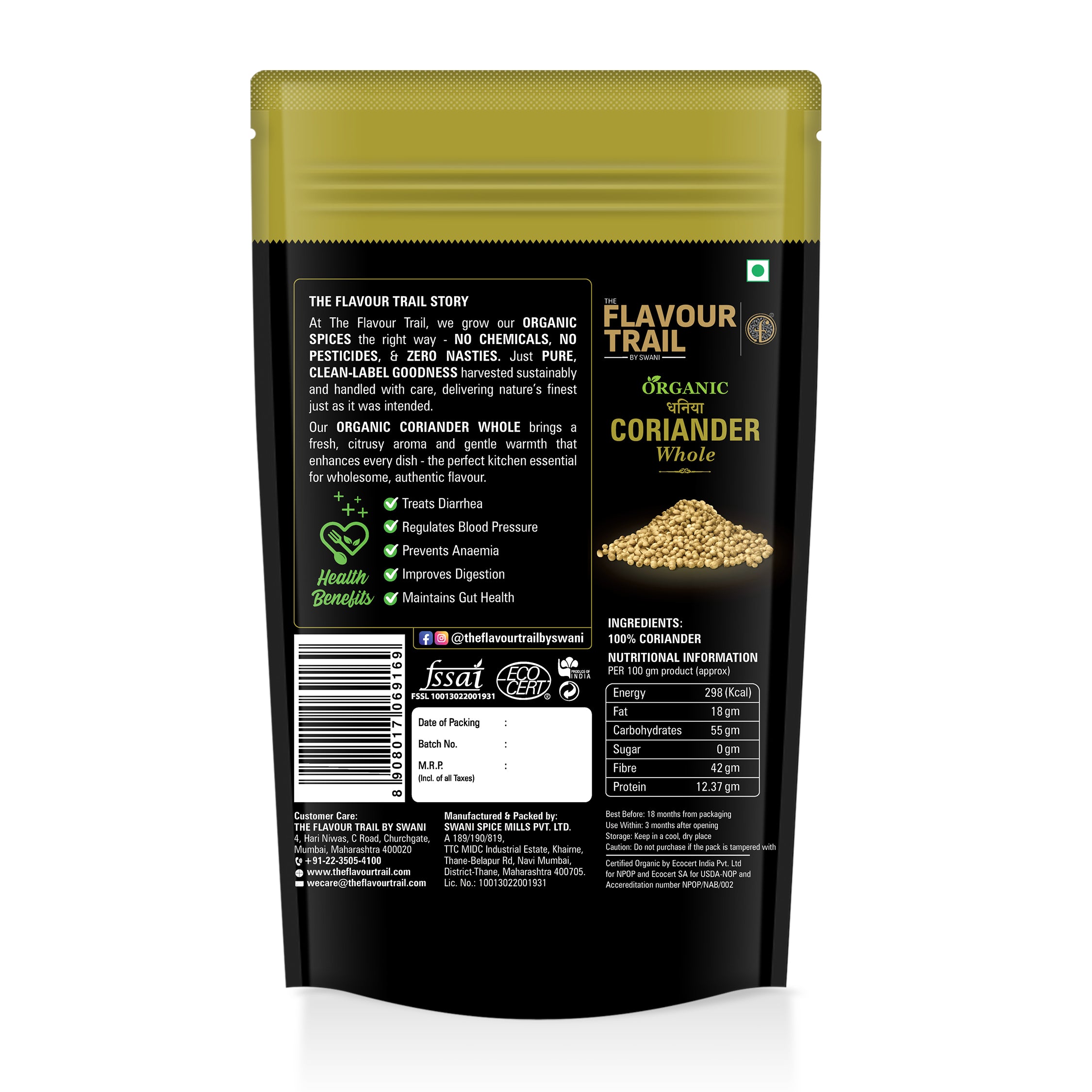 The Flavour Trail Organic Coriander Whole