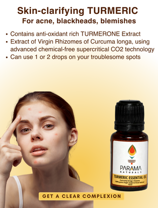 Parama Naturals Undiluted Turmeric Essential Oil For Aging & Itchy Skin, Acne & Scars, Aromatherapy, 15ml