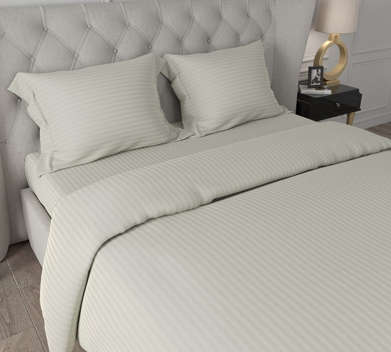 Swaas 100% Pure Cotton 6MM Stripes Soft Grey Pillow Covers