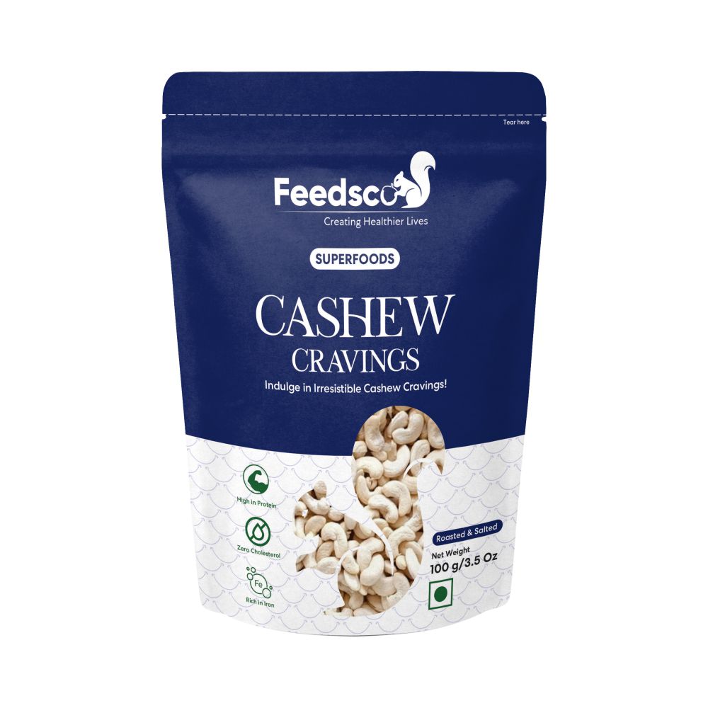 Feedsco Cashew Cravings Roasted and Salted Cashew | Nutritious, Crunchy & Delicious | Gluten Free | 200 g (Pack of 2)