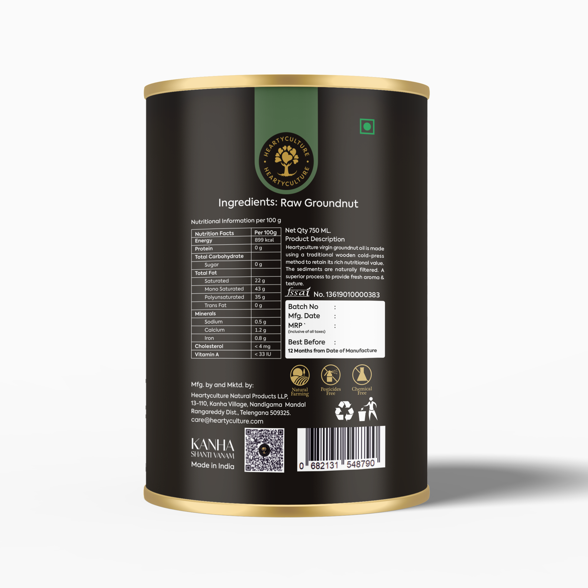 Heartyculture Groundnut Oil - 750 Ml