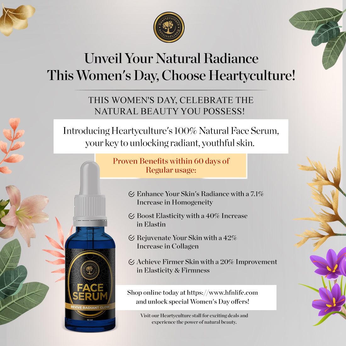Heartyculture Face Serum Unleash Your Natural Radiance: Discover Heartyculture's 100% Natural Face Serum - 30ml