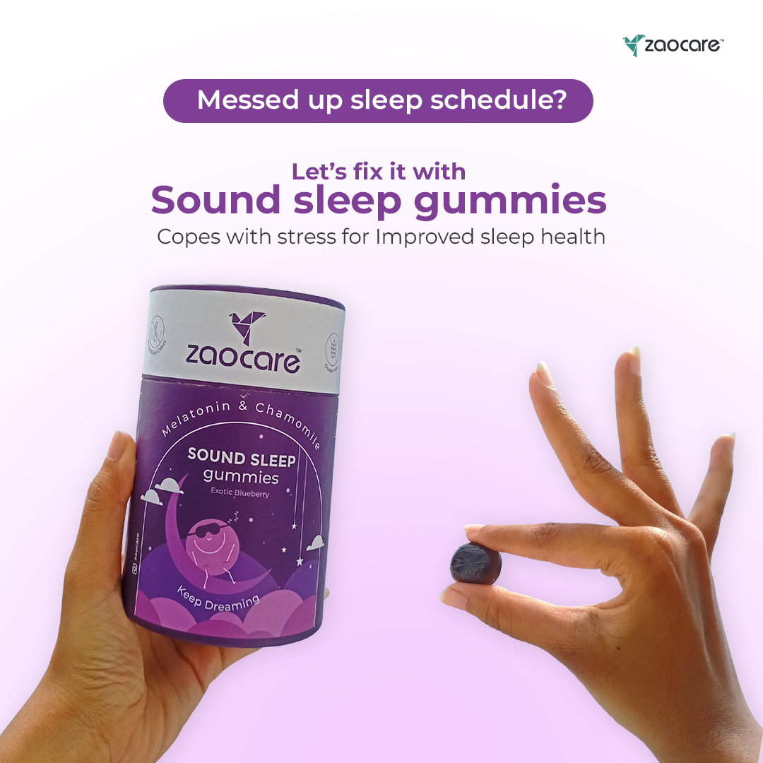Zaocare Sound Sleep Gummies | Non Habit Forming | Plant Based | With Melatonin, Chamomile & Ashwagandha