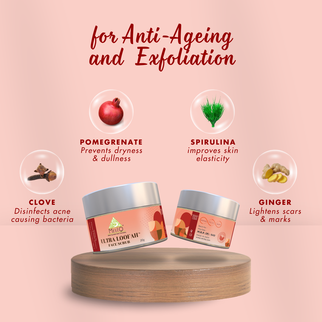MrilQ Ultra Face Loofah | Exfoliator & Scrub | Anti Ageing | Age spots and Hyperpigmentation | Natural Collagen | Mature Skin
