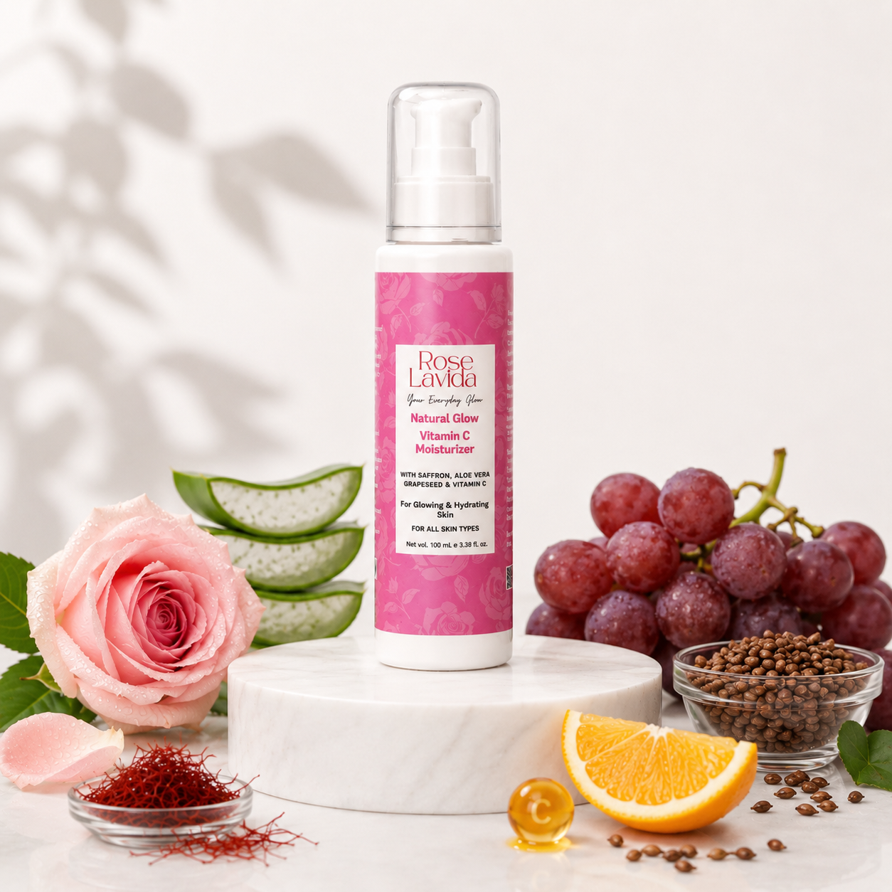 Rose Lavida Natural Glow Vitamin C Moisturizer | For All Skin Types | Women & Men