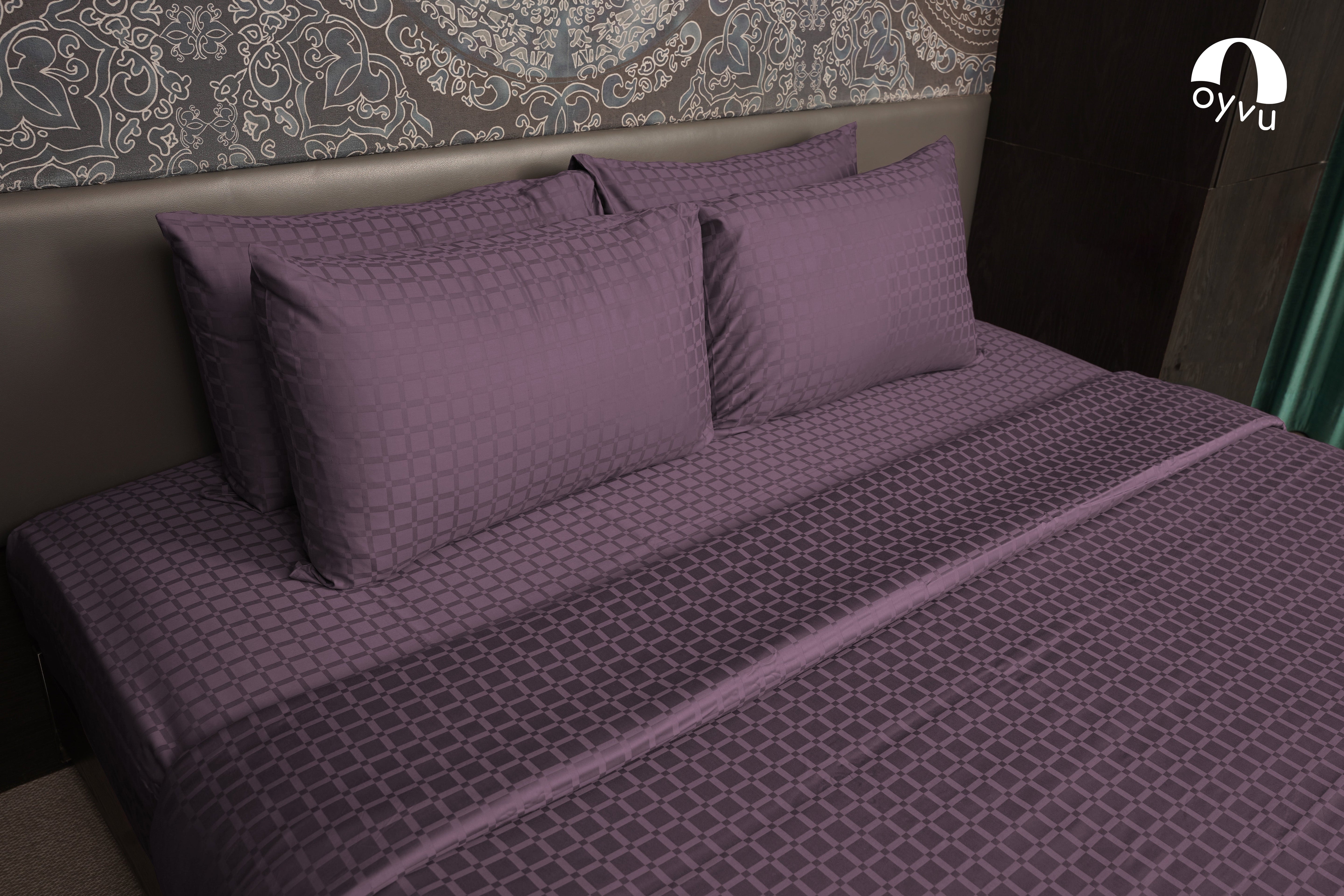 Arctic Dusk, 400TC, Signature Checks Bedsheet Set