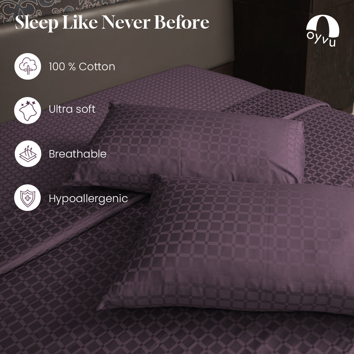 Arctic Dusk, 400TC, Signature Checks Bedsheet Set