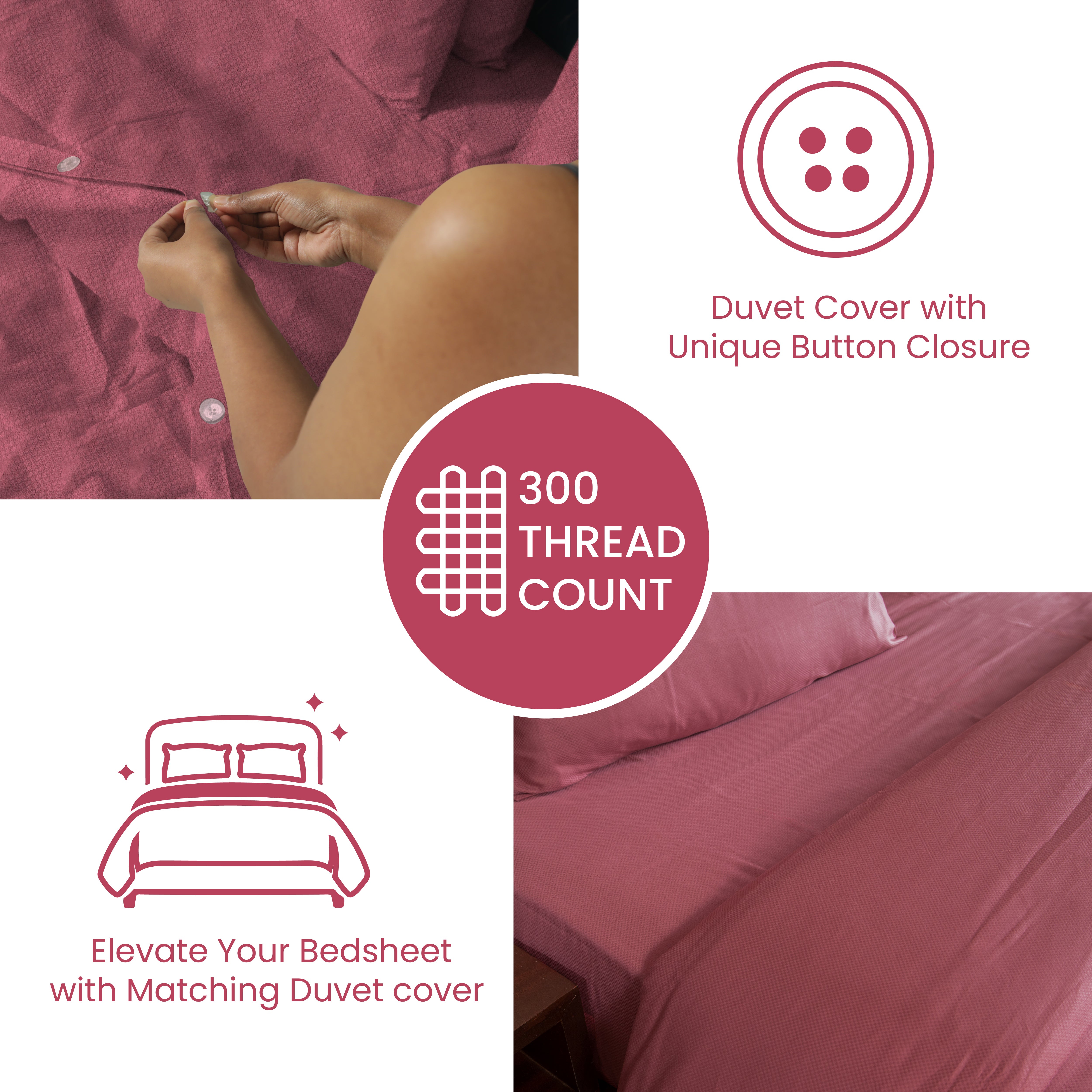 Deco Rose, 300TC, Microchecks Bedsheet Set