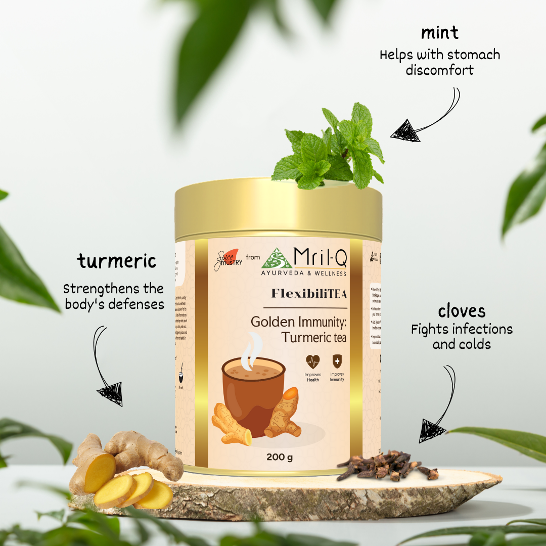 MrilQ FlexibiliTEA | Turmeric Drink | Immunity Booster & Anti-Inflammatory | Detox & Digestive Support | Daily Wellness Ritual