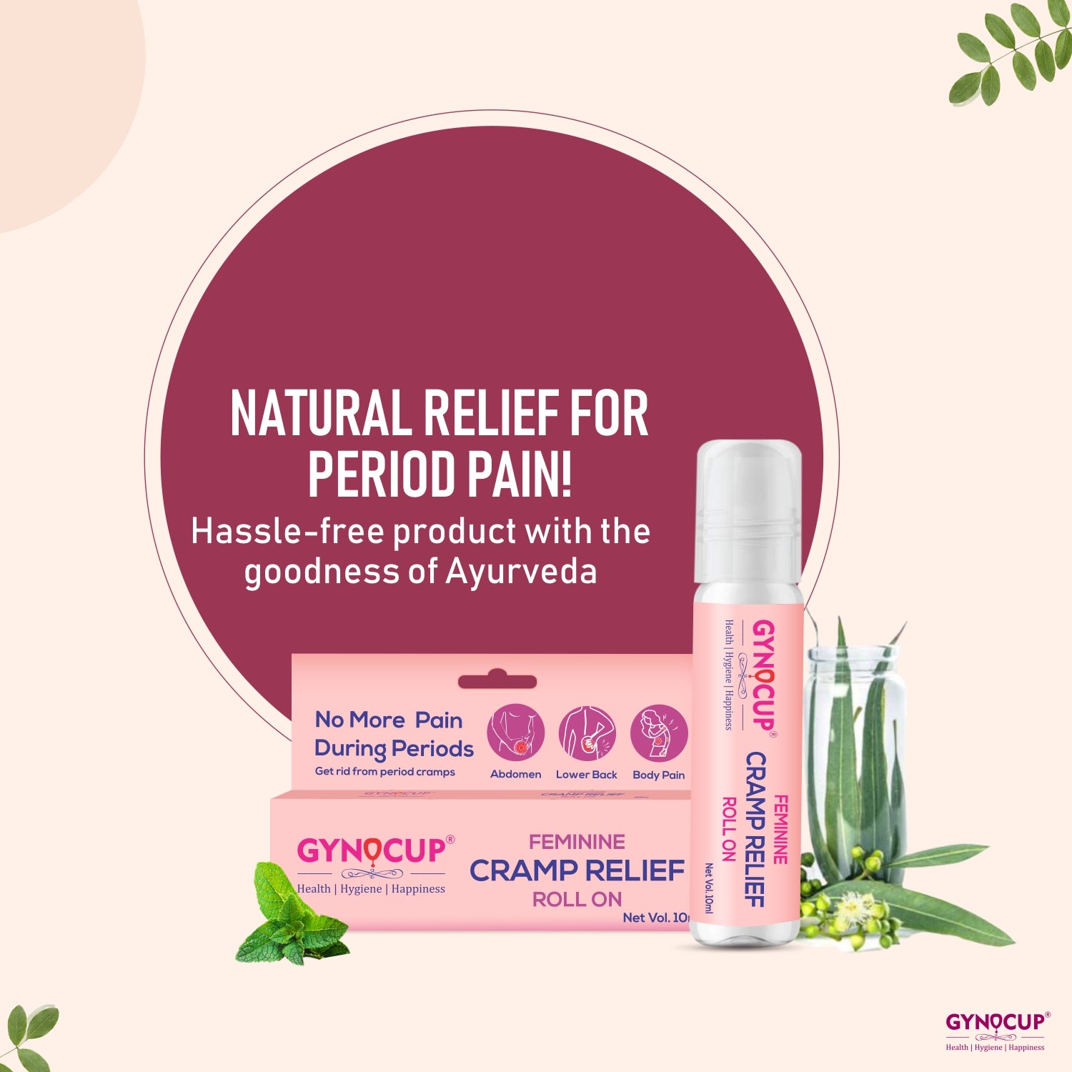 Gynocup Feminine Cramp Relief Roll On All in One (Periods, Lower Back Pain & Body Pain)