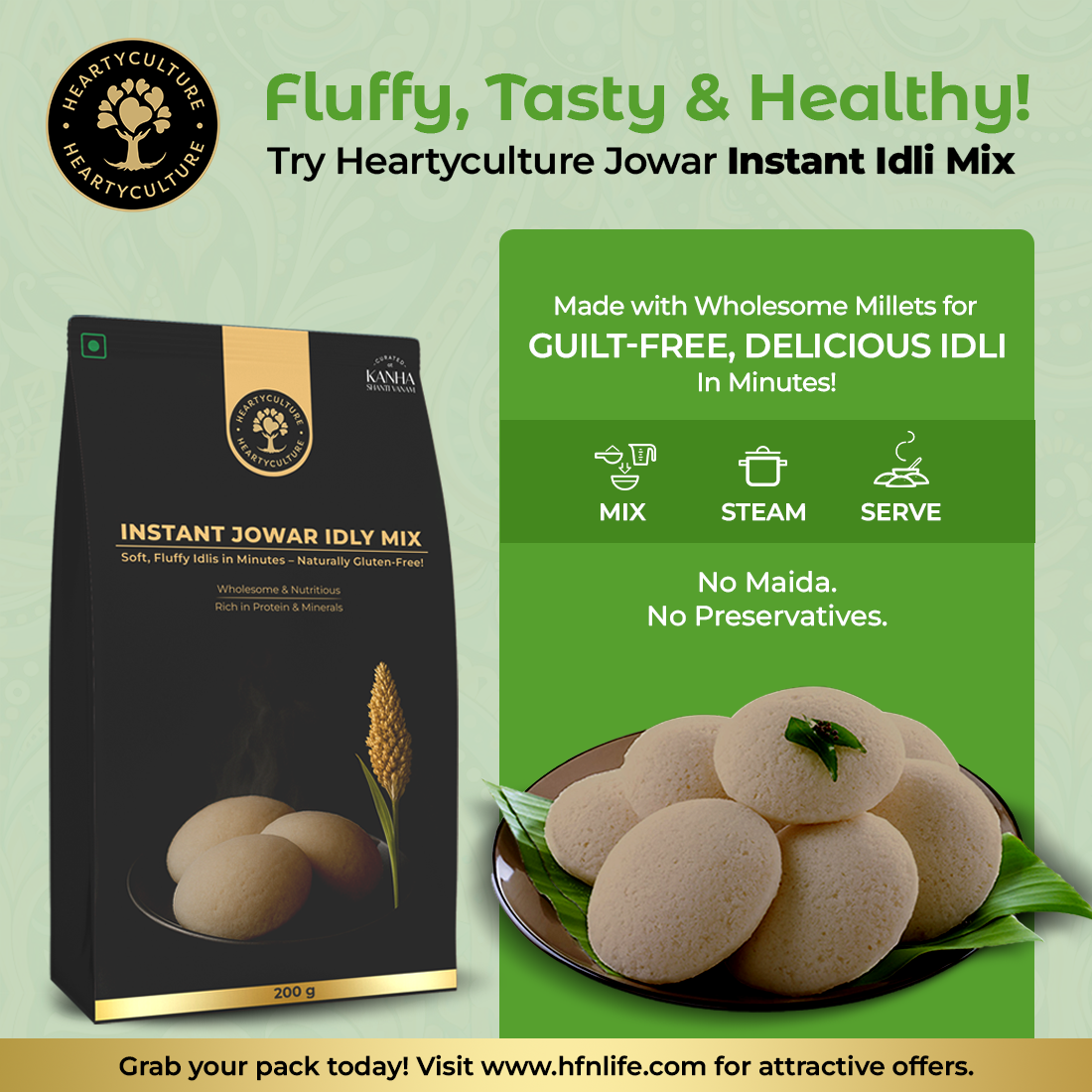 Heartyculture Jowar Instant Idli Mix || 200 gm