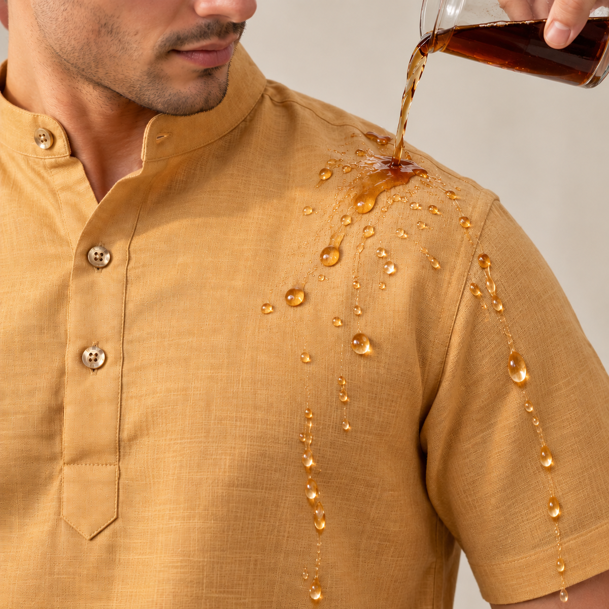 UNHELD Men Hemp Half Sleeve Water Repellent Odor Control Short Kurta