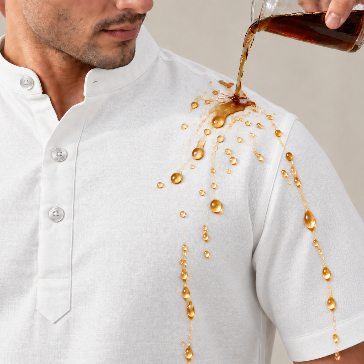 UNHELD Men Hemp Half Sleeve Water Repellent Odor Control Short Kurta