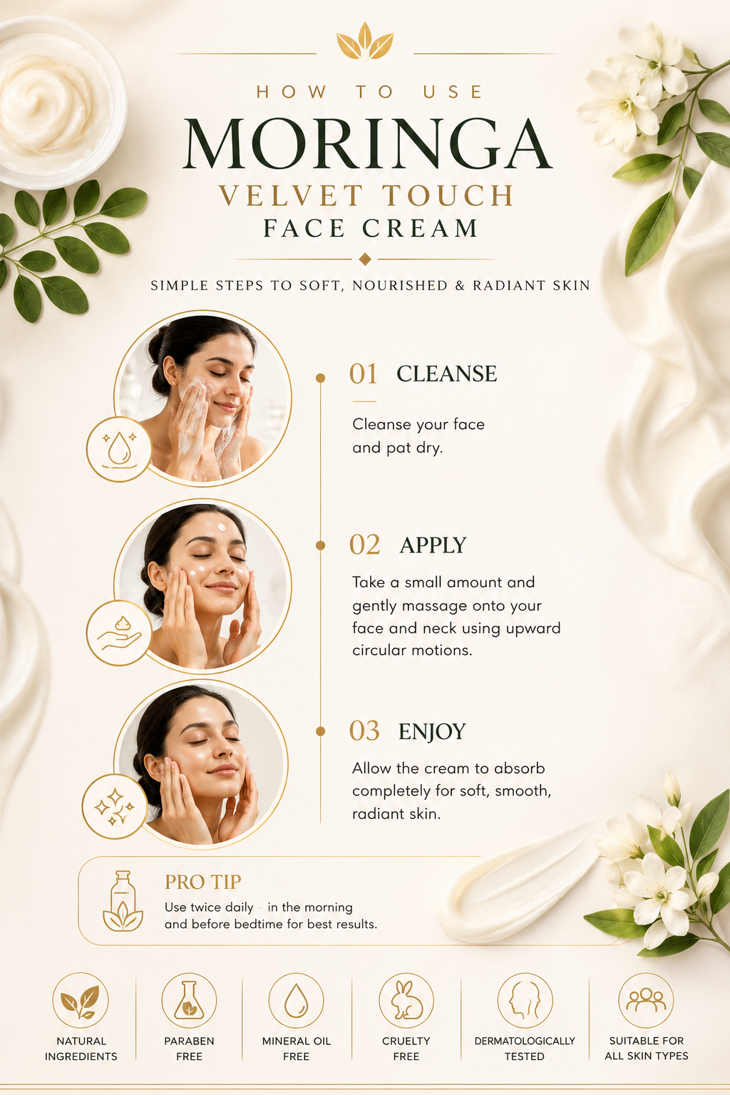 Chemmala Moringa Velvet Touch Face Cream | Deep Hydration & Natural Glow | With Aloe Vera, Jojoba & Vitamin E