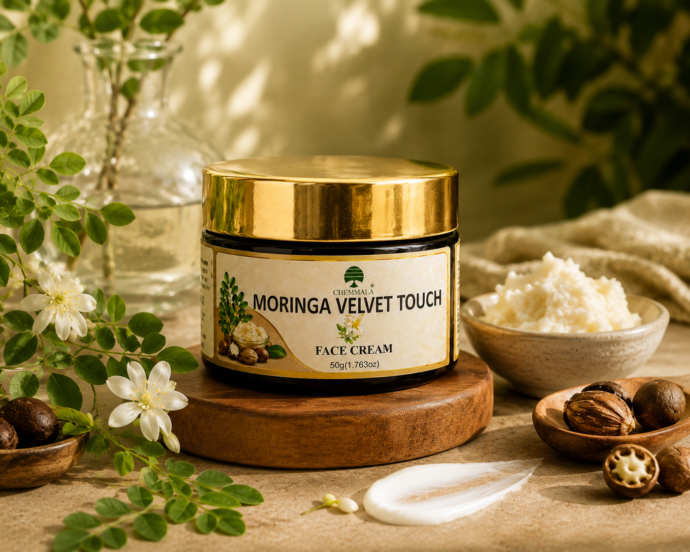Chemmala Moringa Velvet Touch Face Cream | Deep Hydration & Natural Glow | With Aloe Vera, Jojoba & Vitamin E