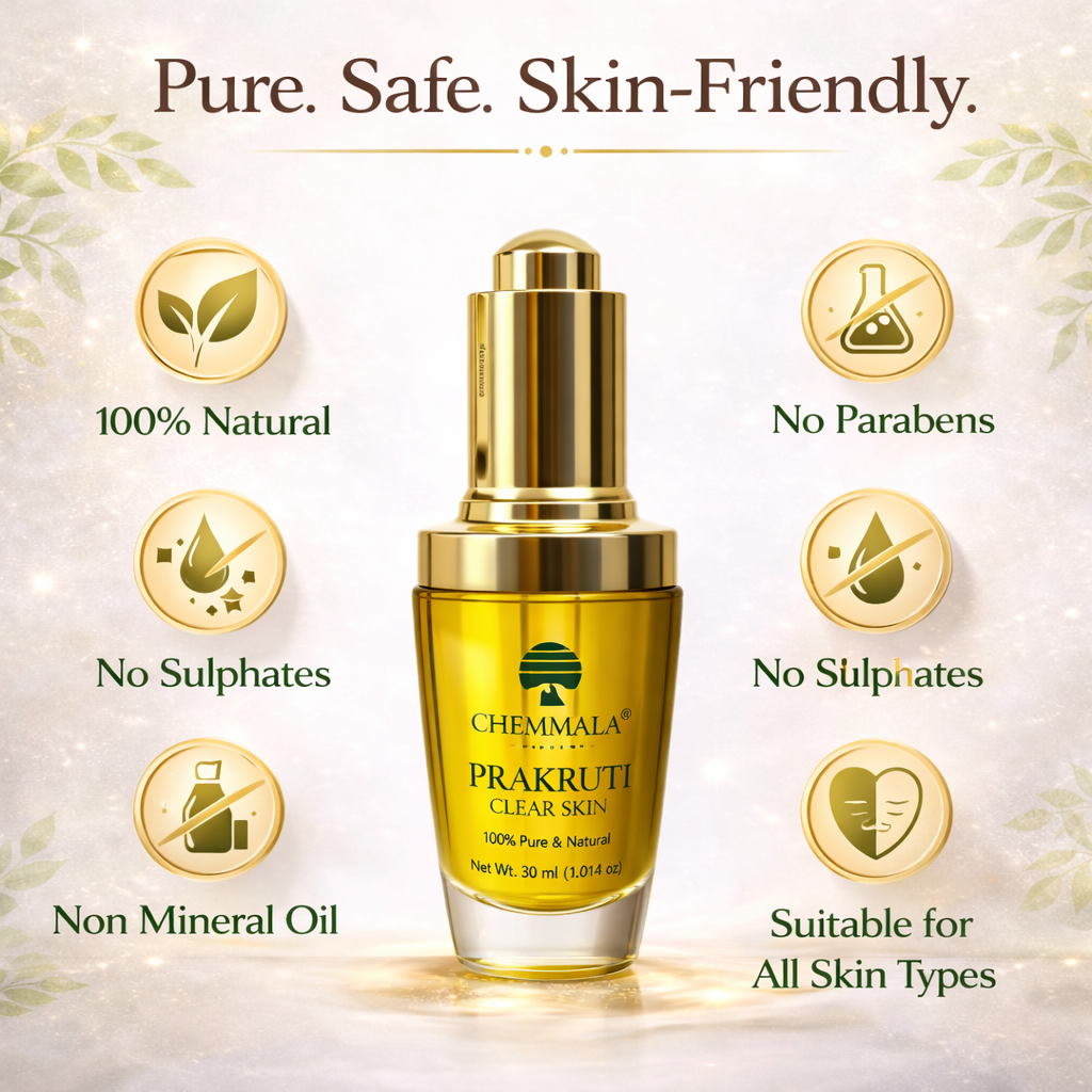 Chemmala Prakruti Clear Skin Facial Oil Serum | 100% Natural | For Glowing, Hydrated & Even Skin Tone