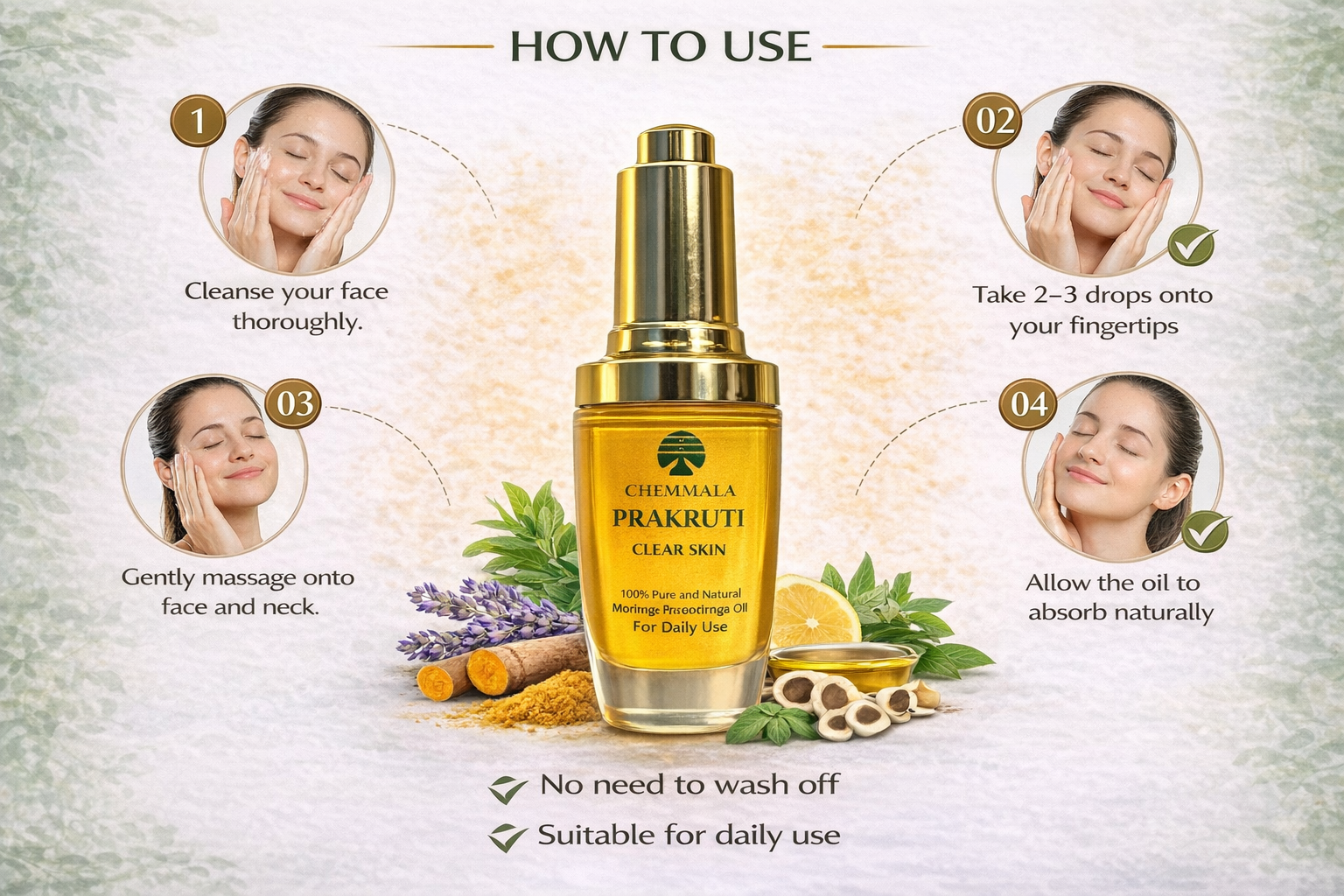 Chemmala Prakruti Clear Skin Facial Oil Serum | 100% Natural | For Glowing, Hydrated & Even Skin Tone