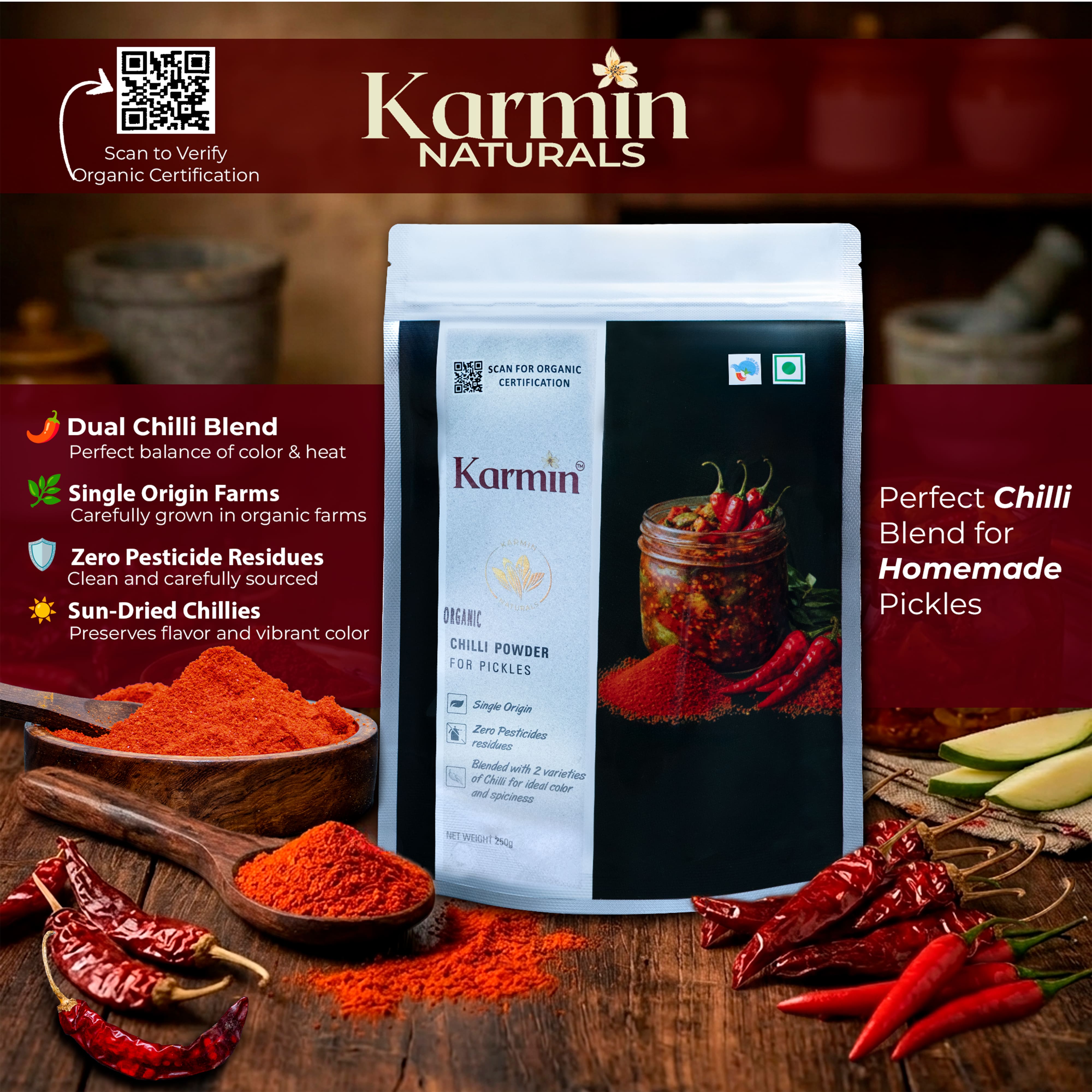 Karmin Organic Chilli Powder - Mild Spice