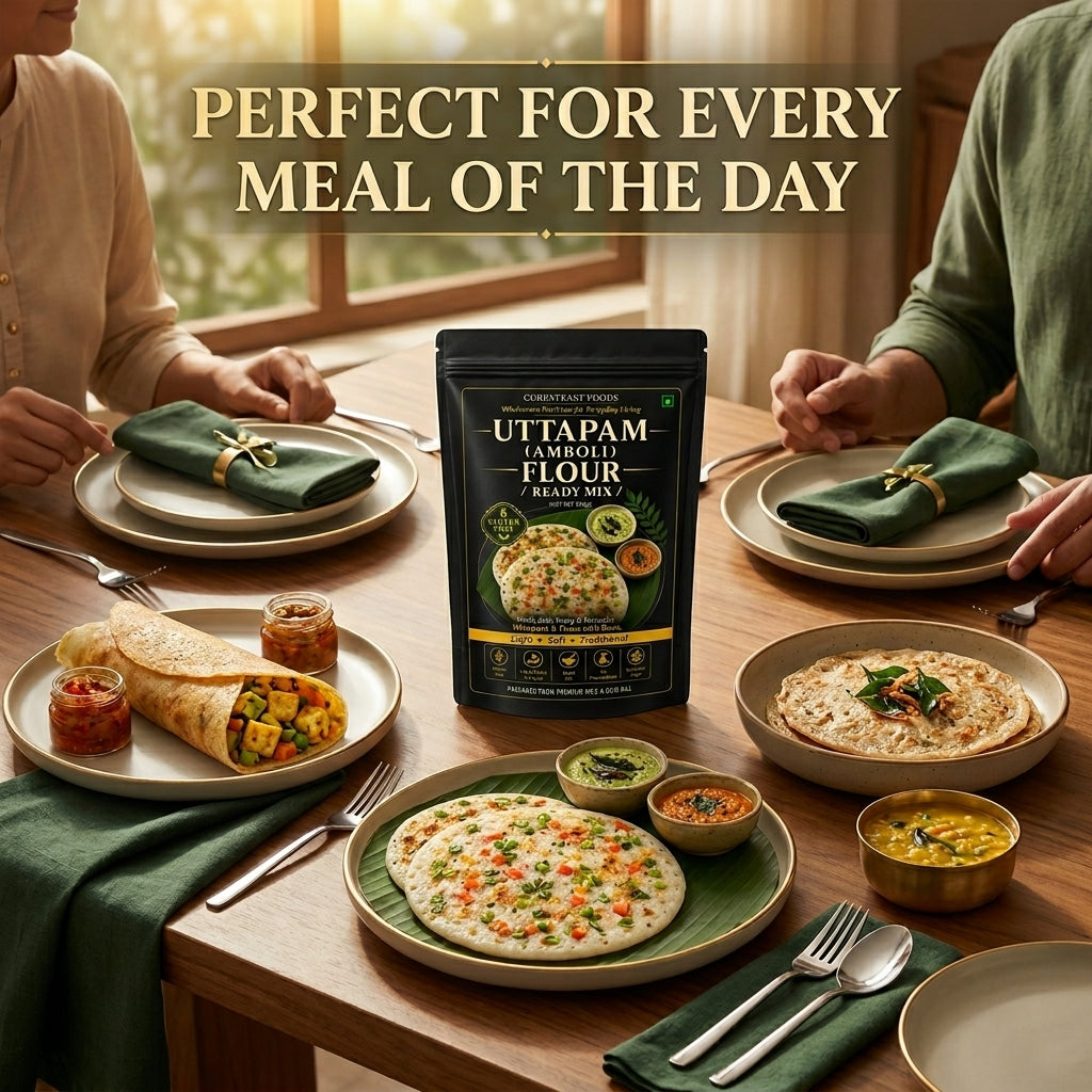 Curryfeast Uttapam (Amboli) Flour Ready Mix | Gluten Free Rice & Udid Dal Mix | Make Soft Fluffy Uttapam, Amboli & Dosa | Easy to Digest Traditional Breakfast Mix | 500g
