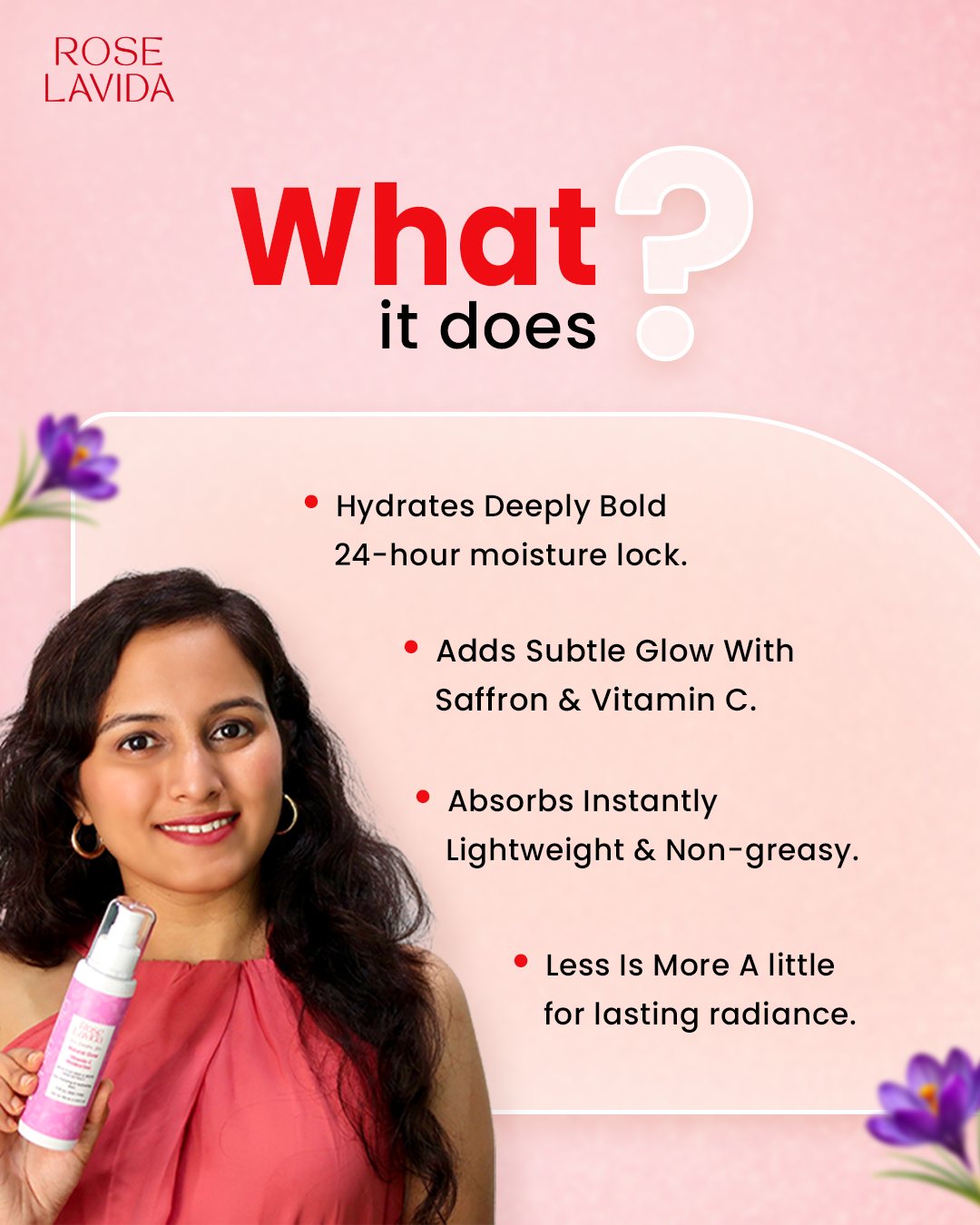 Rose Lavida Natural Glow Vitamin C Moisturizer | For All Skin Types | Women & Men