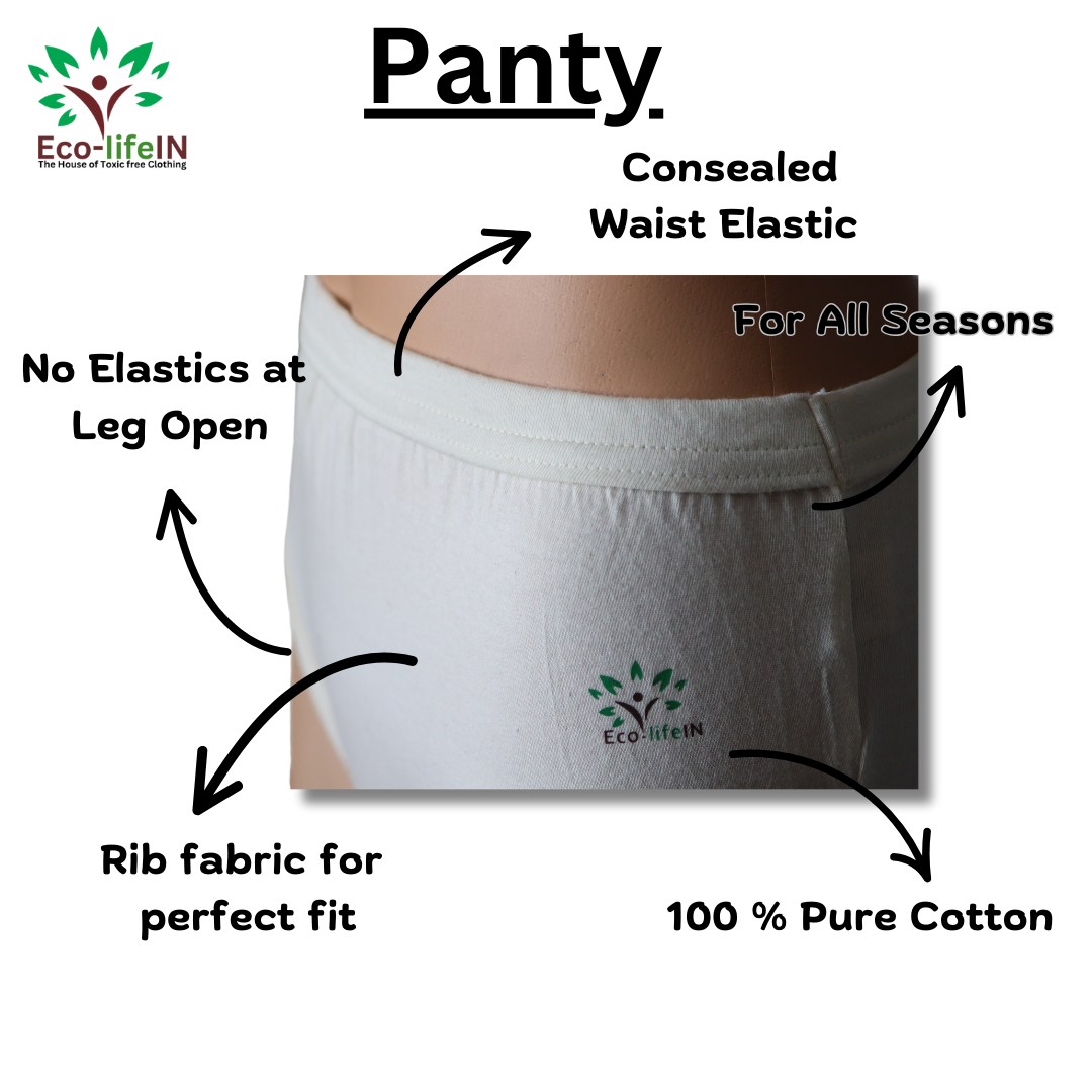 Eco-Life Women's Undyed and unbleached cotton panty - 3 piece pack