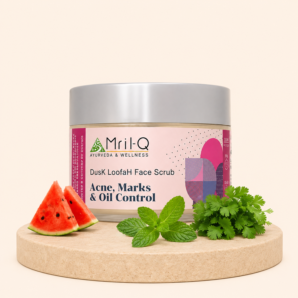 MrilQ Dusk Face Loofah | Exfoliator & Scrub | Acne, Pimple, Scars, Marks & Oil Control | Sensitive, Oily, Combination skin