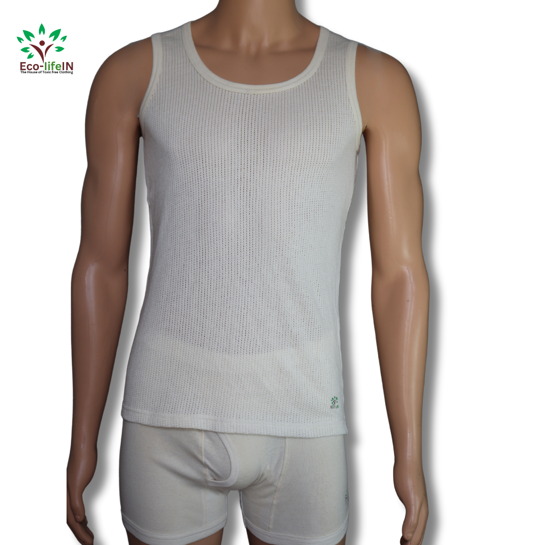 Eco-Life Men's Net Vest (Organic Cotton)-Pack of 3 Pieces