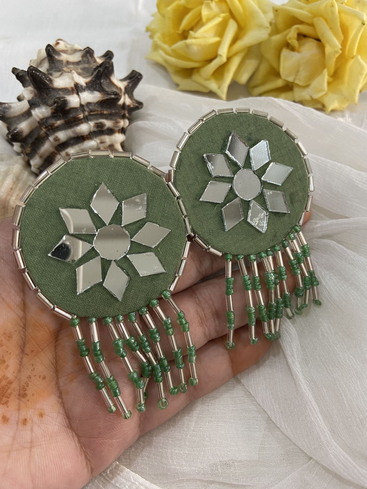 Laadli Handmade-Lakshmi- Mirror Handmade Earrings