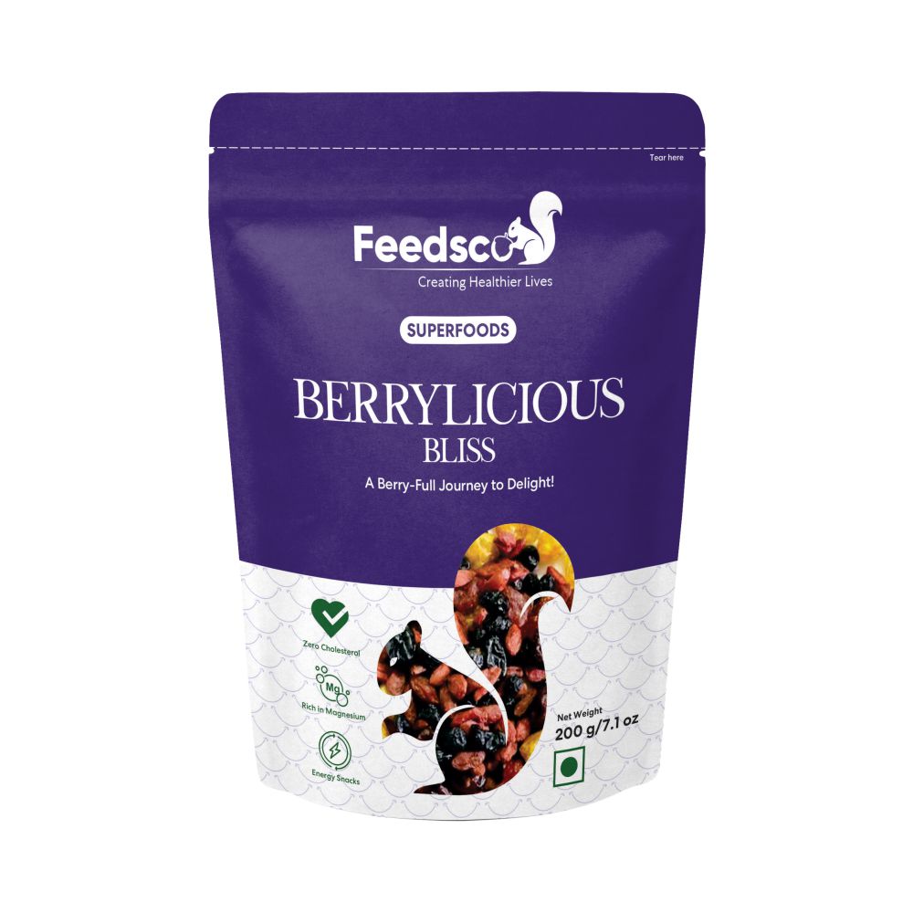 Feedsco Mix Berries - Berrylicious Bliss |Gluten Free, Non-GMO & Vegan Natural | Healthy Snack 200gm (Pack of 1)