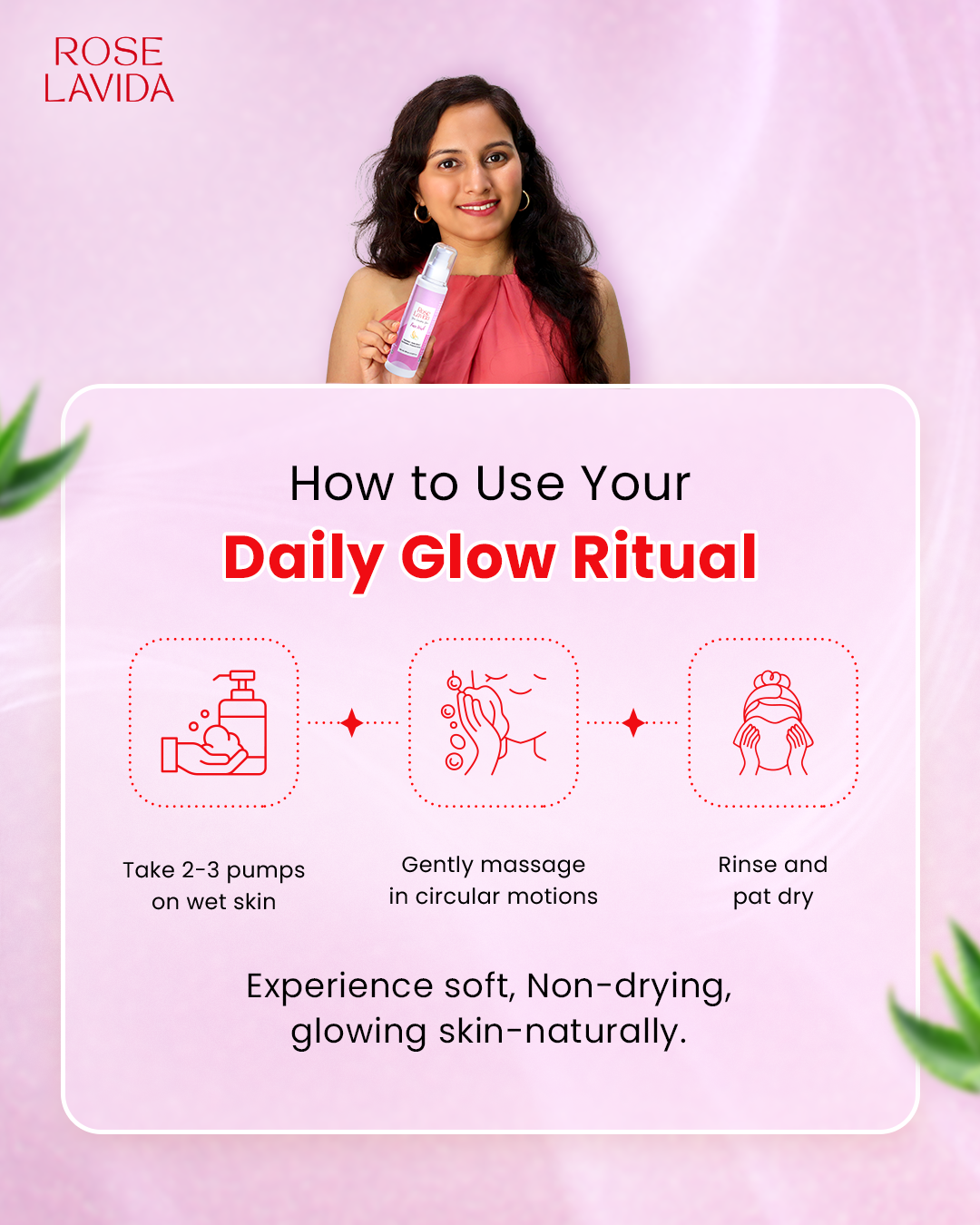 Rose Lavida Ayurvedic Rice Aloe Radiance Cleanser + Natural Glow Vitamin C Face Moisturizer | With 8 Plant Herbs | Gentle Non-drying Cleanser, Deeply Hydrating Moisturizer | Nature's Glow Combo | For All Skin Types