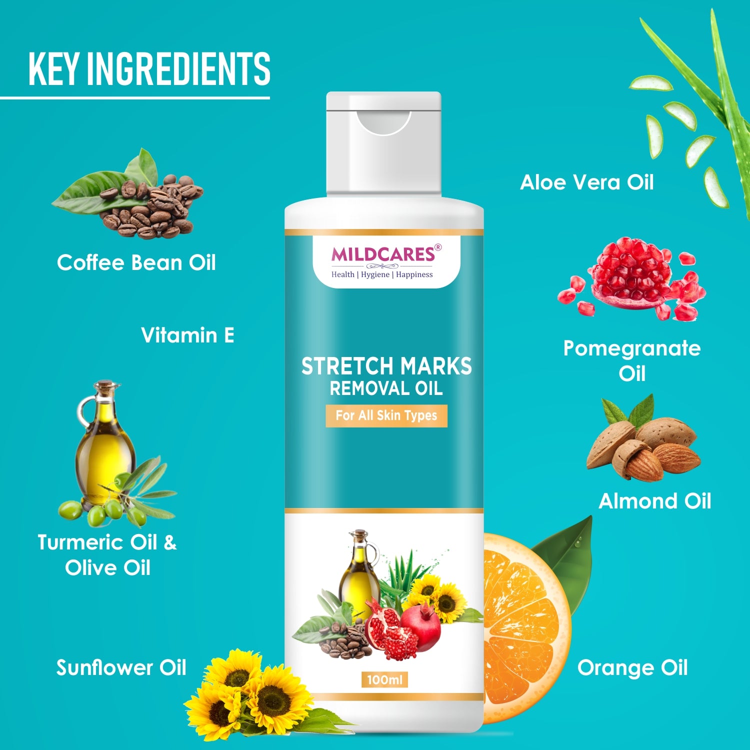 Mildcares Stretch Mark Removal Oil (100ml) With Goodness of Sunflower Oil, Vitamin C