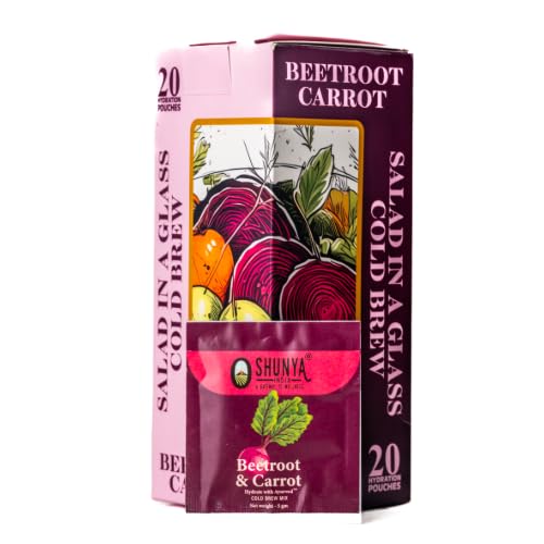 Shunya India® Beet Root, Carrot and Amla Cold Brew (20 Tea Bags, 5g Each) - Restorative and Detoxifying with Natural Antioxidant, Support Immunity, Caffeine Free