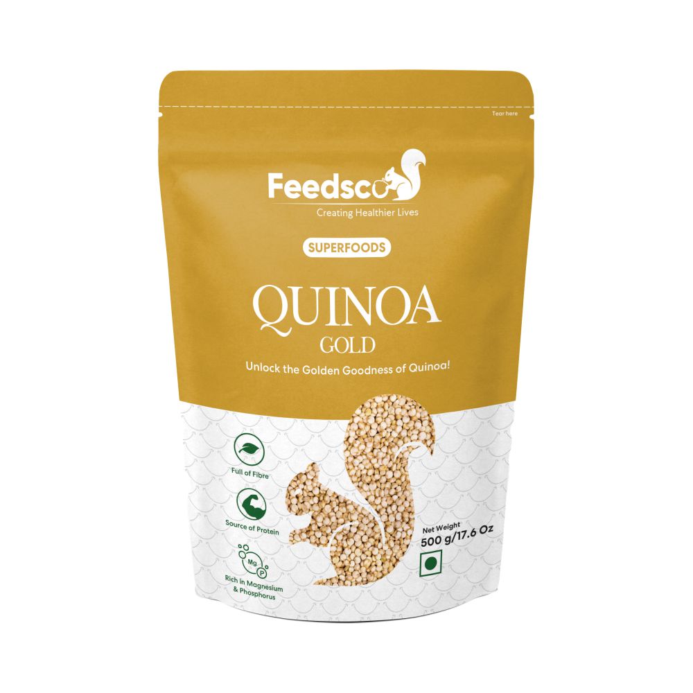 Feedsco Quinoa Gold | High Protein Gold Quinoa | Superfood | 500 Gms (Pack of 2)