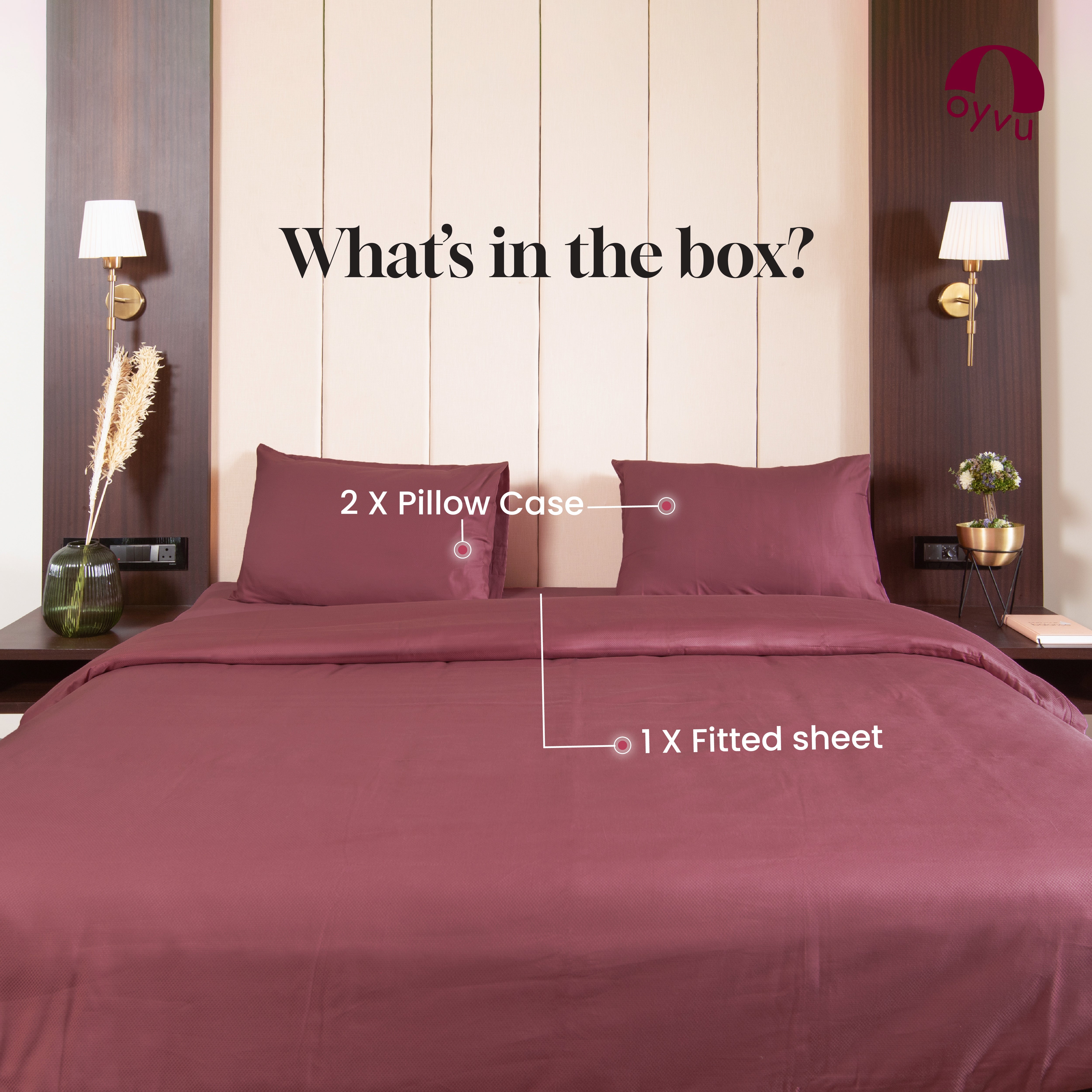 Deco Rose, 300TC, Microchecks Bedsheet Set