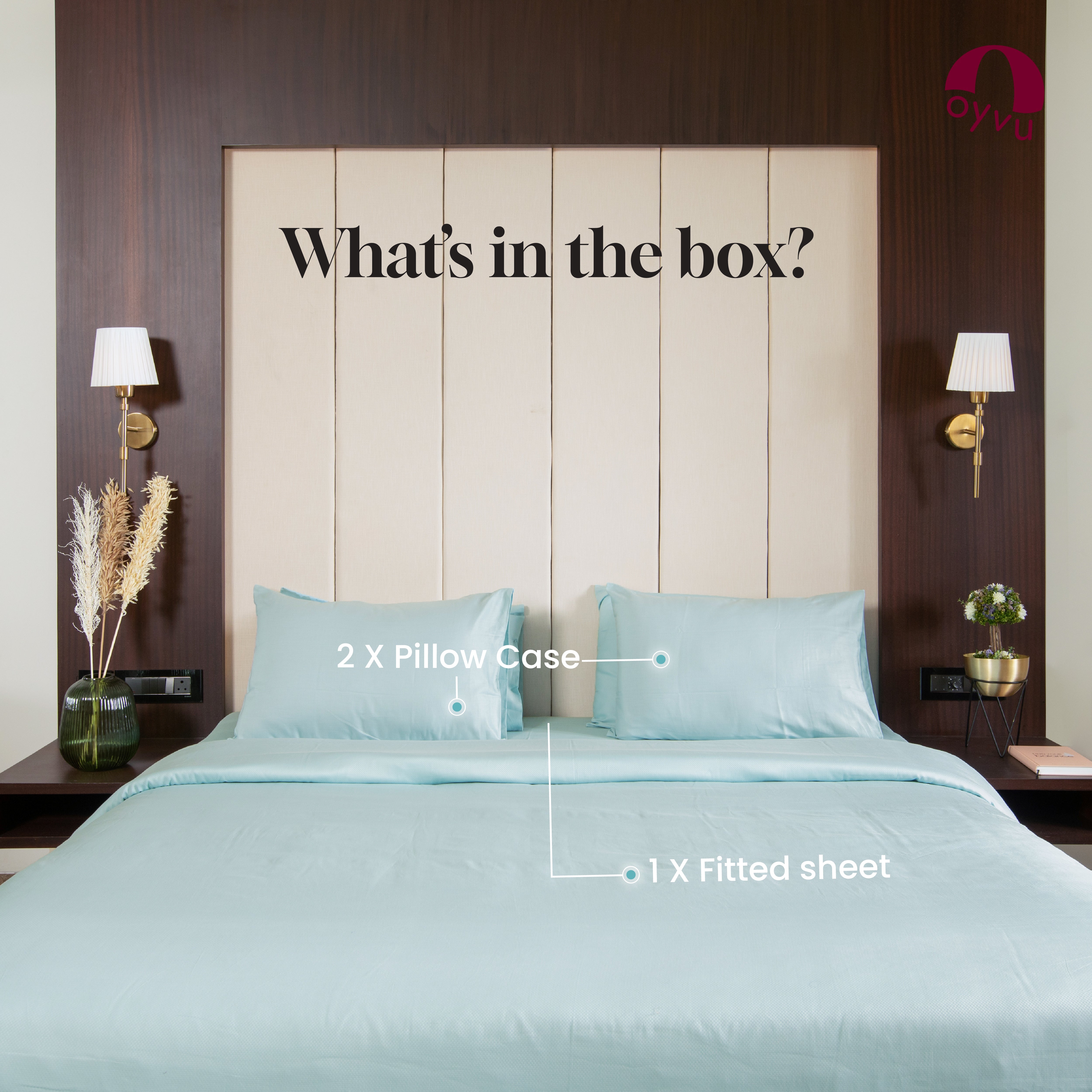 Stratosphere Blue, 300TC, Microchecks Bedsheet Set