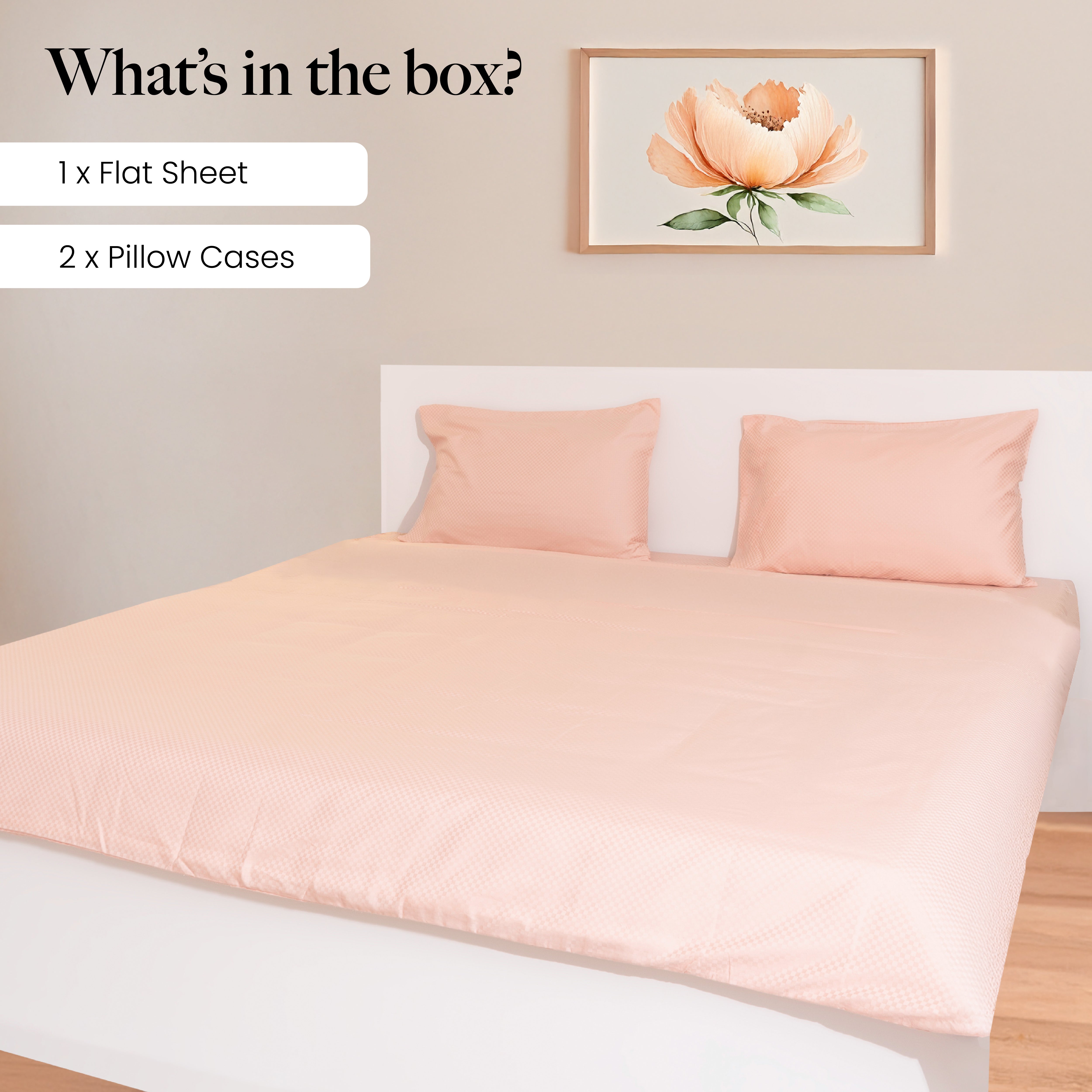 400 TC, 5mm Checks, Vegan Silk Blend Bedsheet Set & Duvet Cover