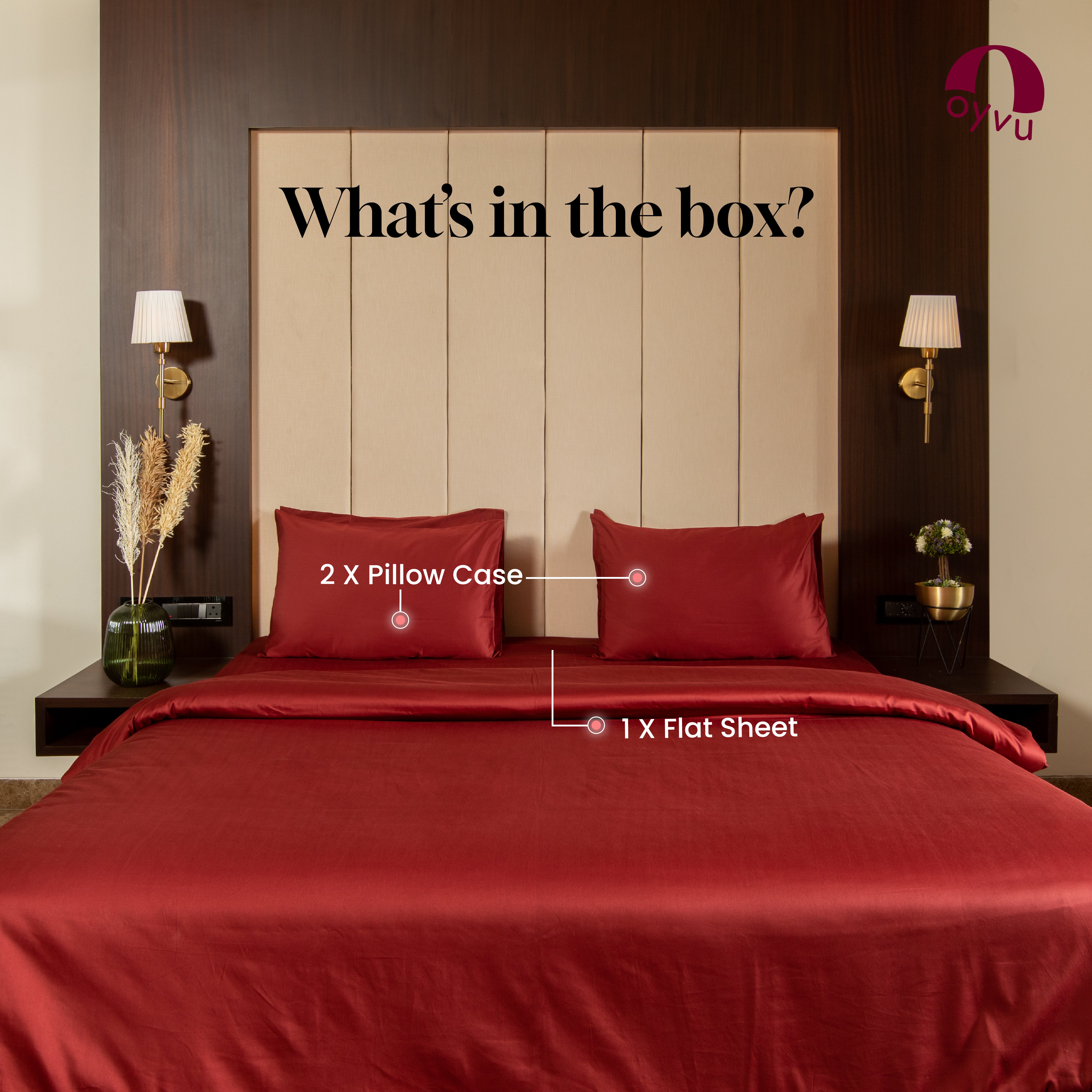 Red Pear, 500TC Bedsheet Set