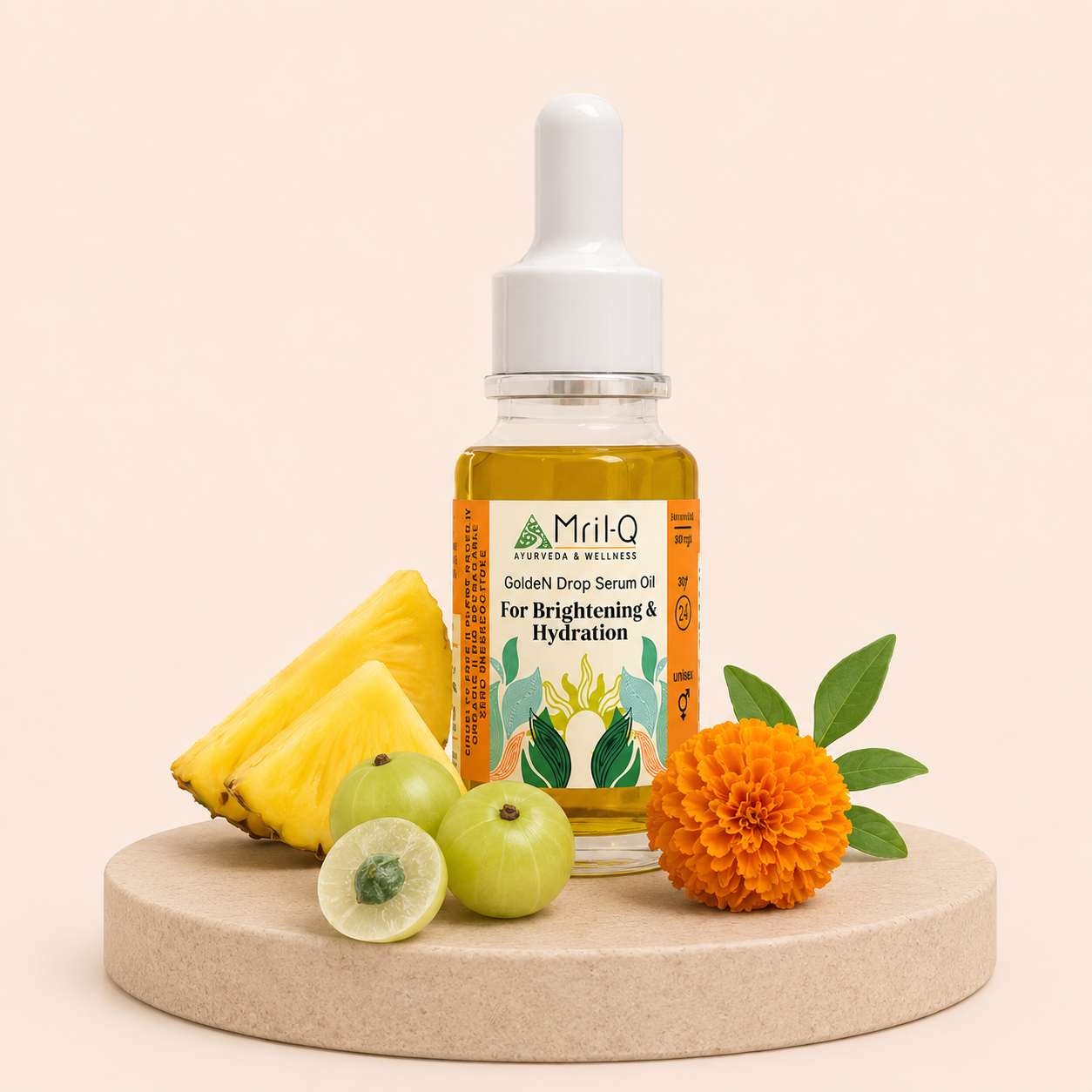 MrilQ Golden Drop Serum Oil | Instant Glow & Hydration| Vit C Serum | All Skin Types