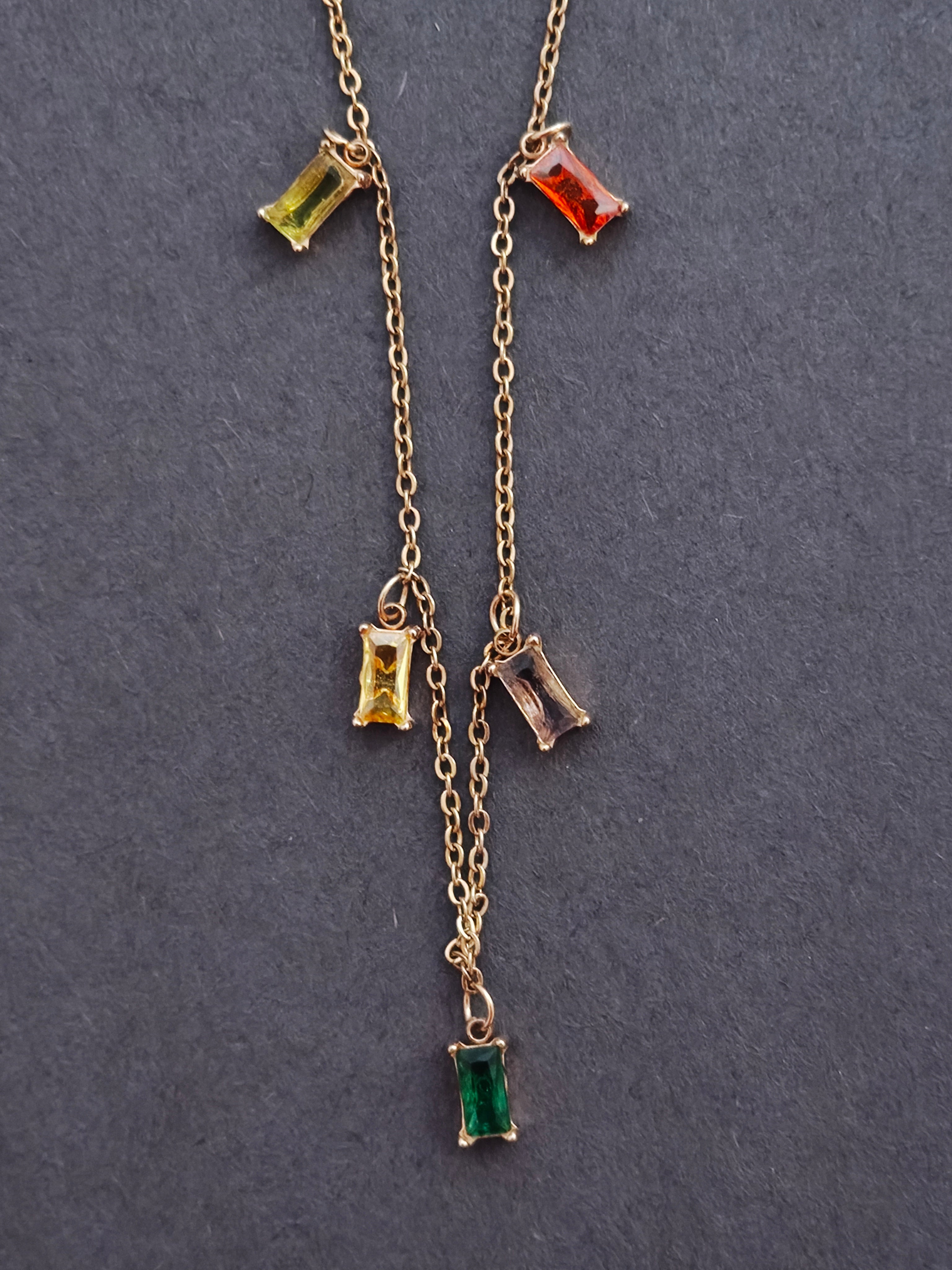 BeYoou.Bling Anti-Tarnish Waterproof Stainless Steel Multicolor Crystal Tassel Necklace for Women