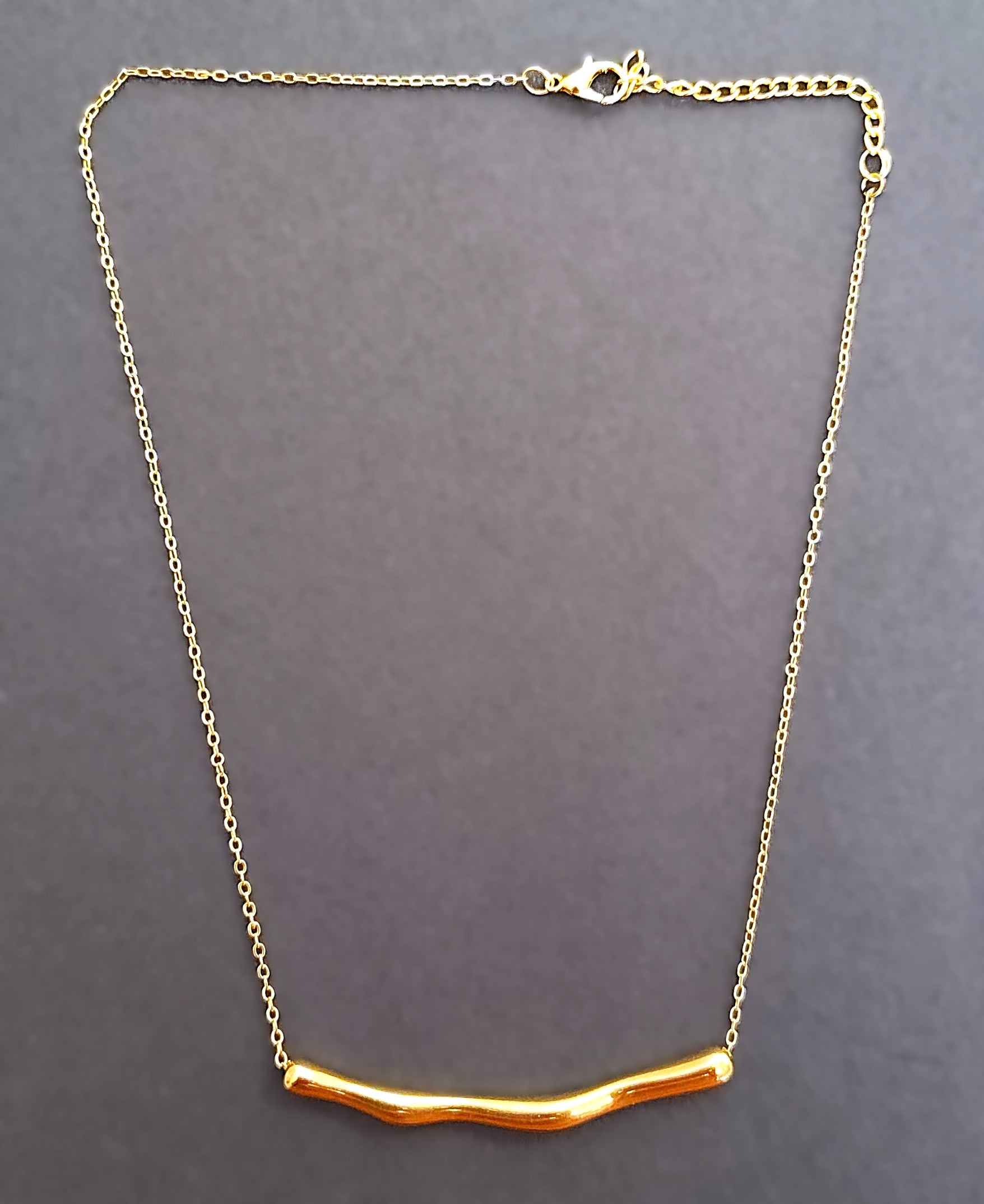 BeYoou.Bling Anti-Tarnish Waterproof Stainless Steel Minimalist Curved Bar Necklace for Women