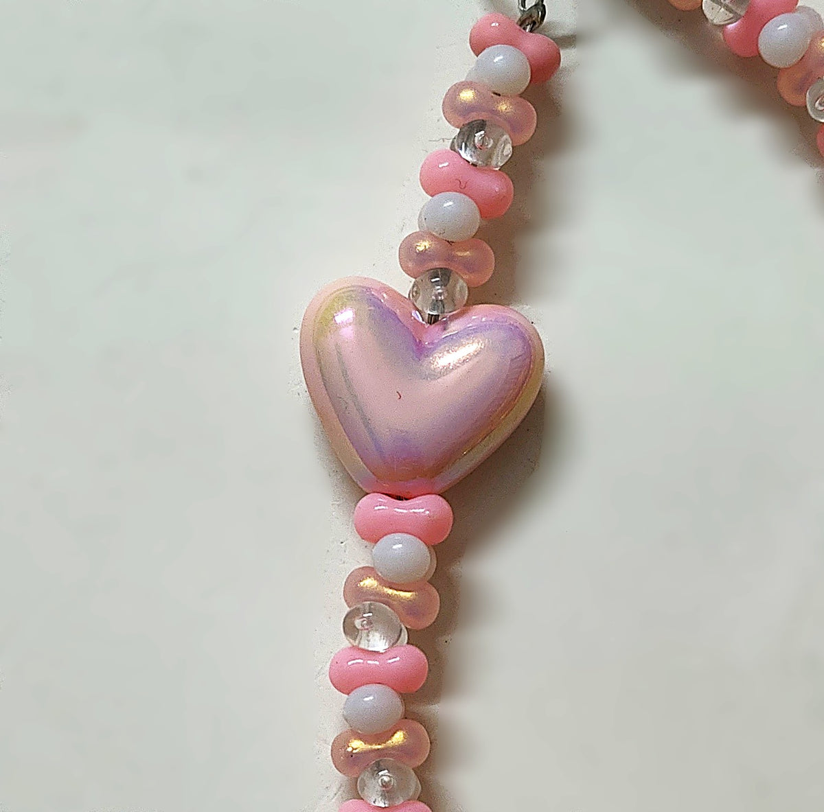 BeYoou.Bling Handcrafted **Cute Pastel Pink Bunny Beaded Wristlet Keychain, Phone Tag, Safety Tag