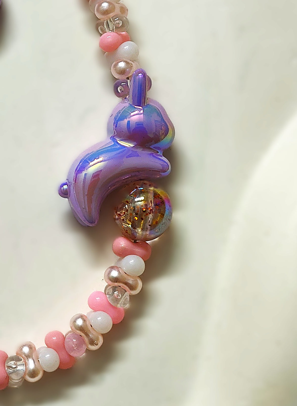 BeYoou.Bling Handcrafted **Purple Flower & Dolphin Beaded Wristlet Keychain, Phone Tag, Safety Tag