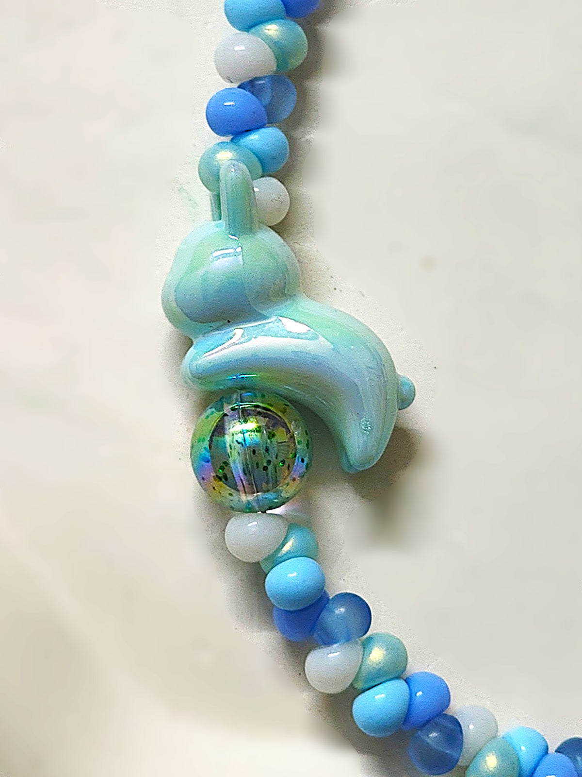 BeYoou.Bling Handcrafted **Blue Tulip, Bunny Beaded Wristlet Keychain, Phone Tag, Safety Tag